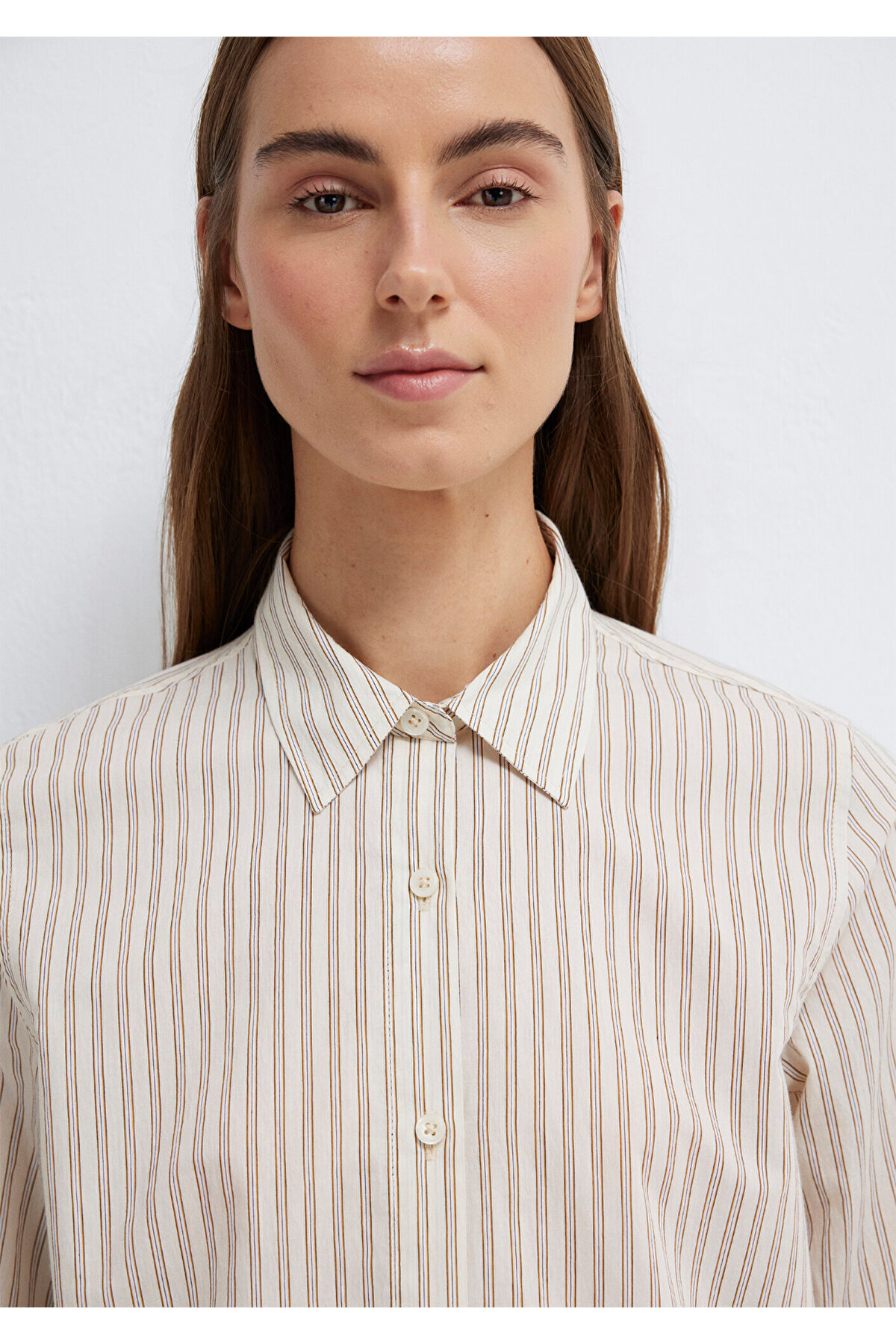 Mavi  Çizgili Bej Gömlek Regular Fit / Normal Kesim 1211389-85431 - Görsel 7