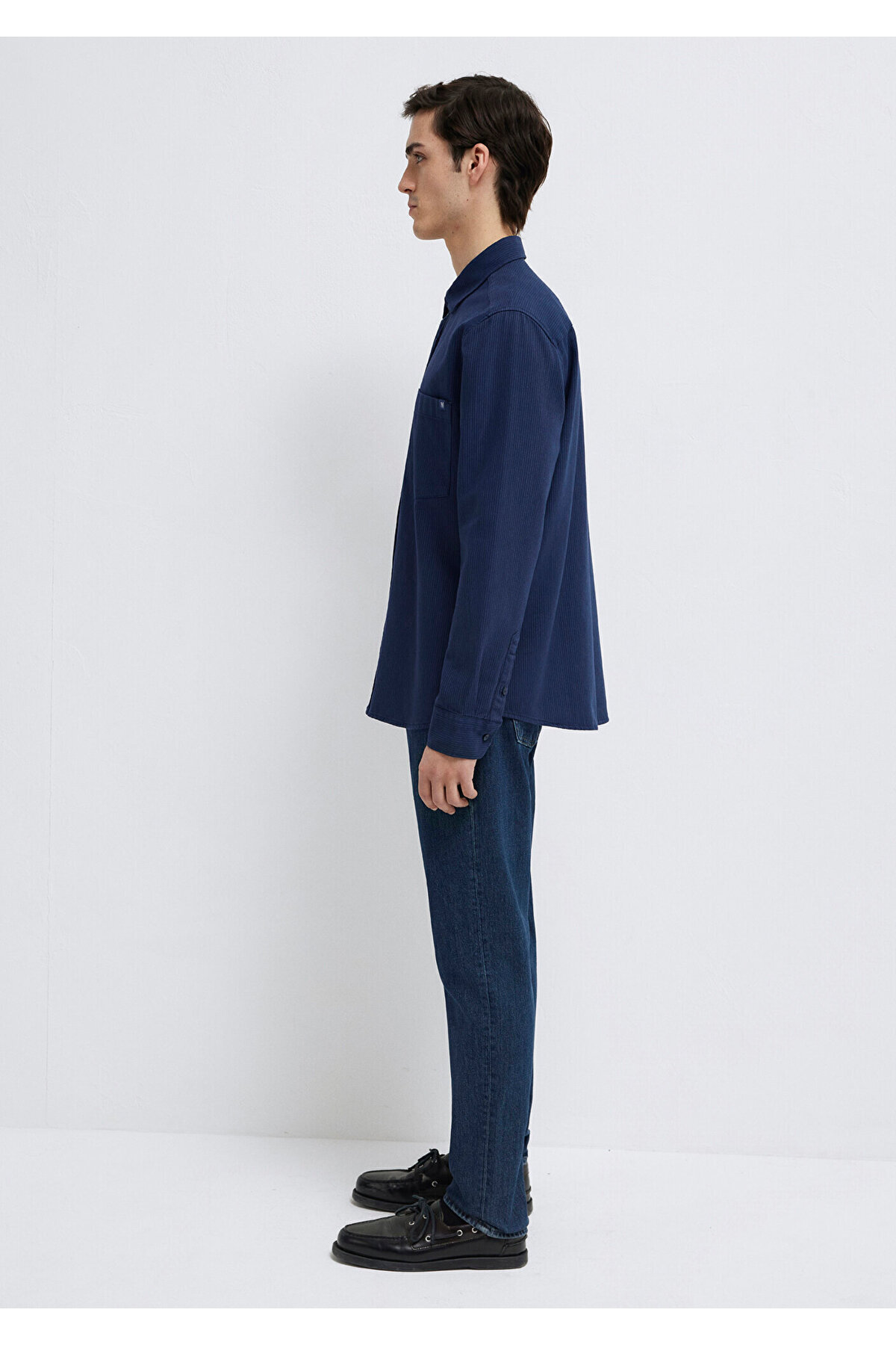 Mavi  Çizgili Lacivert Gömlek Regular Fit / Normal Kesim 0211775-91324 - Görsel 4