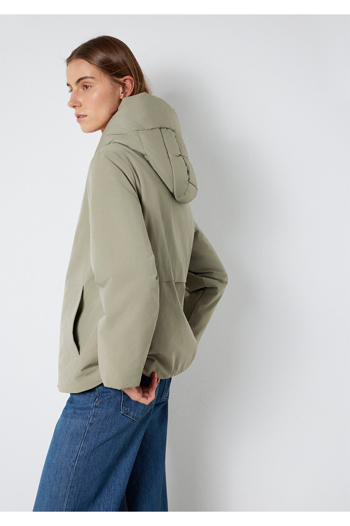 Mavi  Kapüşonlu Yeşil Mont 1110814-71818 - Görsel 5