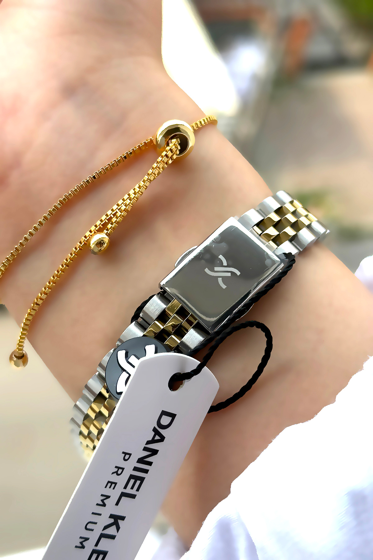 Daniel Klein  %100 Orijinal Sevgiliye Hediye Yeşil Kadranlı Altın Gümüş Renk Kadın Kol Saati Bileklik Kombini - Görsel 7