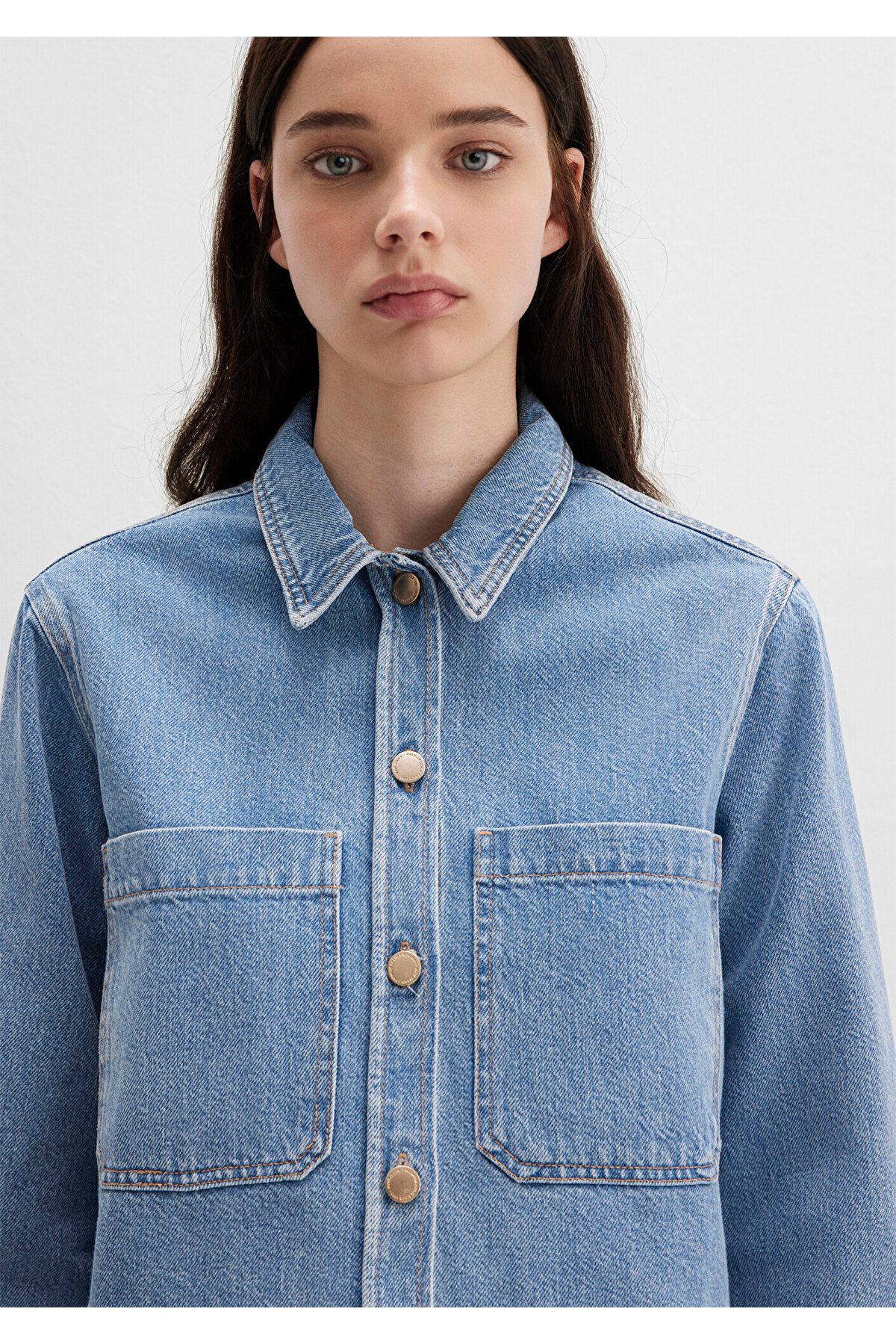 Mavi  Paola Mavi Premium Indigo Mavisi Jean Gömlek Crop / Kısa Kesim 1210779-89212 - Görsel 5