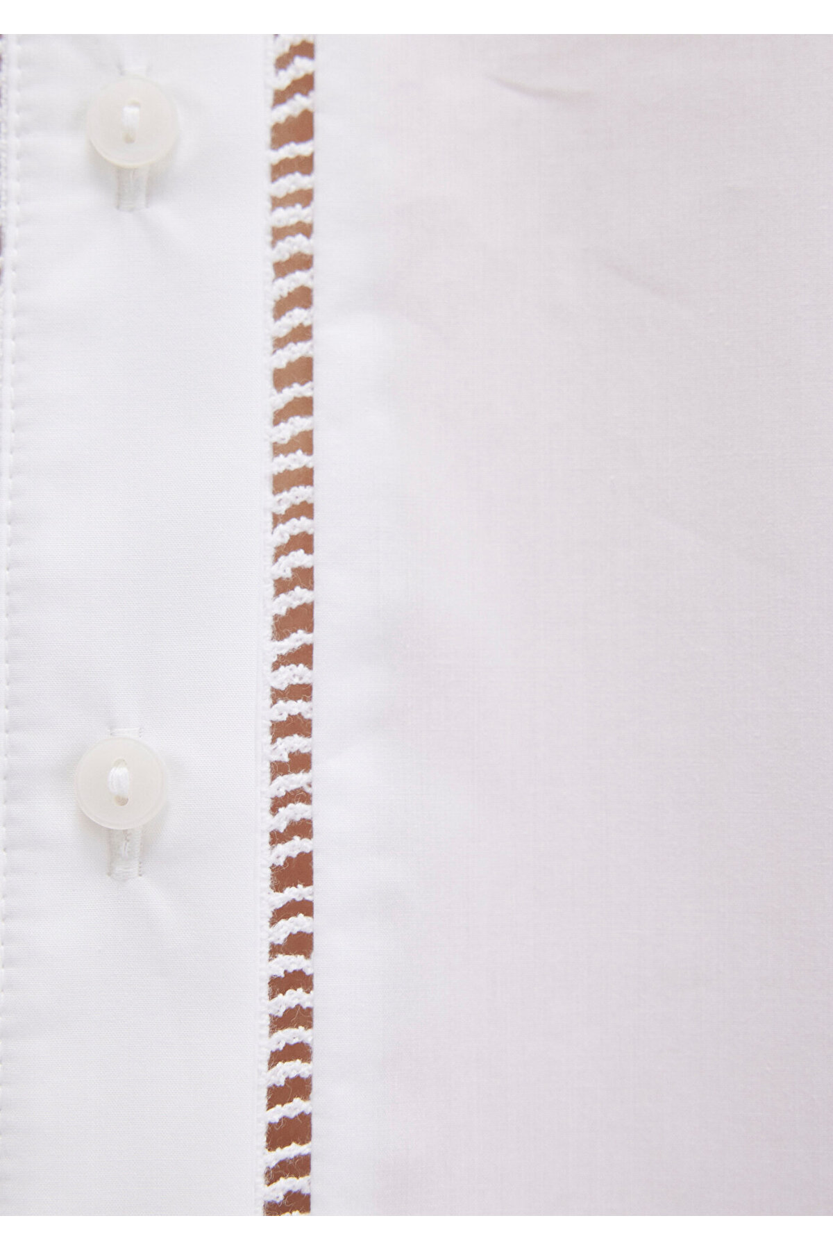 Mavi  Nakışlı Şerit Detaylı Beyaz Gömlek Regular Fit / Normal Kesim 1211174-70057 - Görsel 8