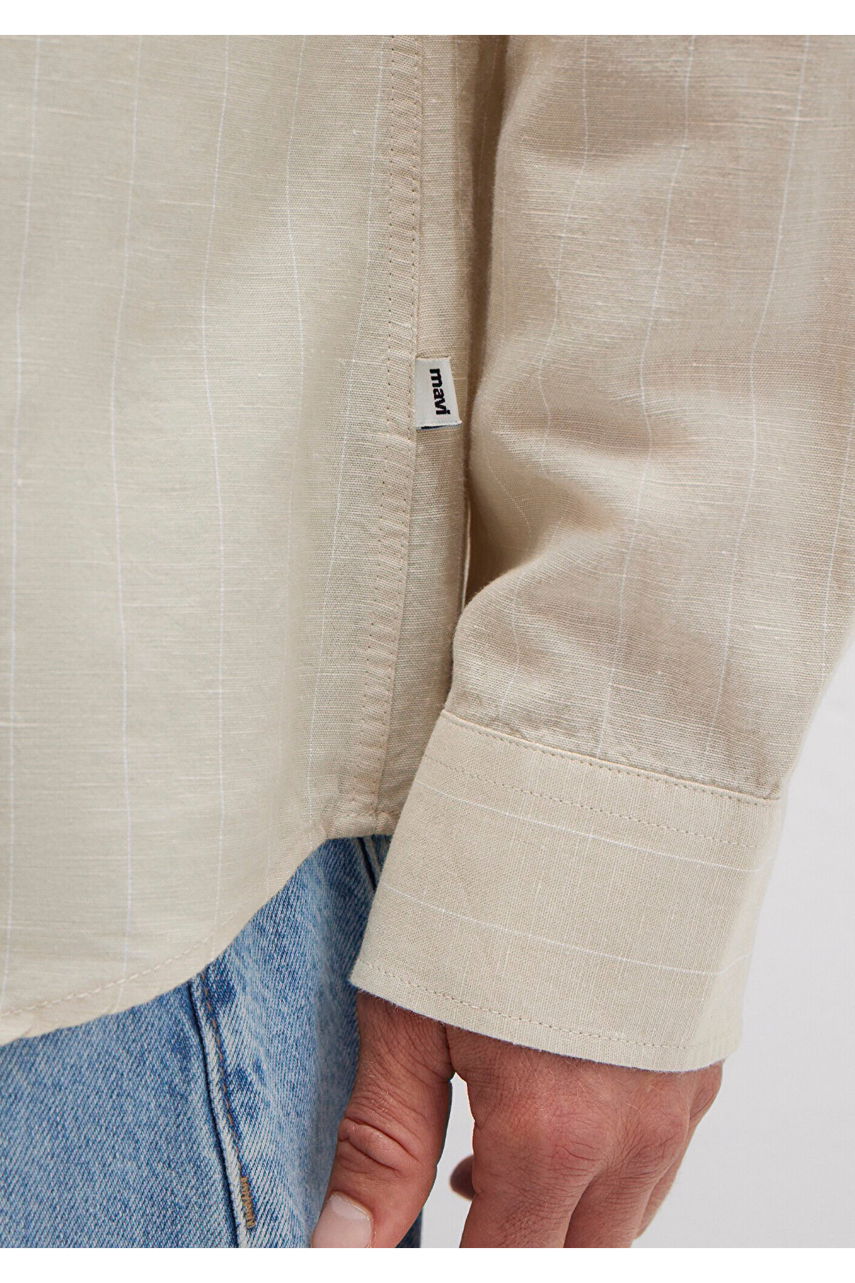 Mavi  Çizgili Bej Gömlek Regular Fit / Normal Kesim 0211704-90925 - Görsel 7