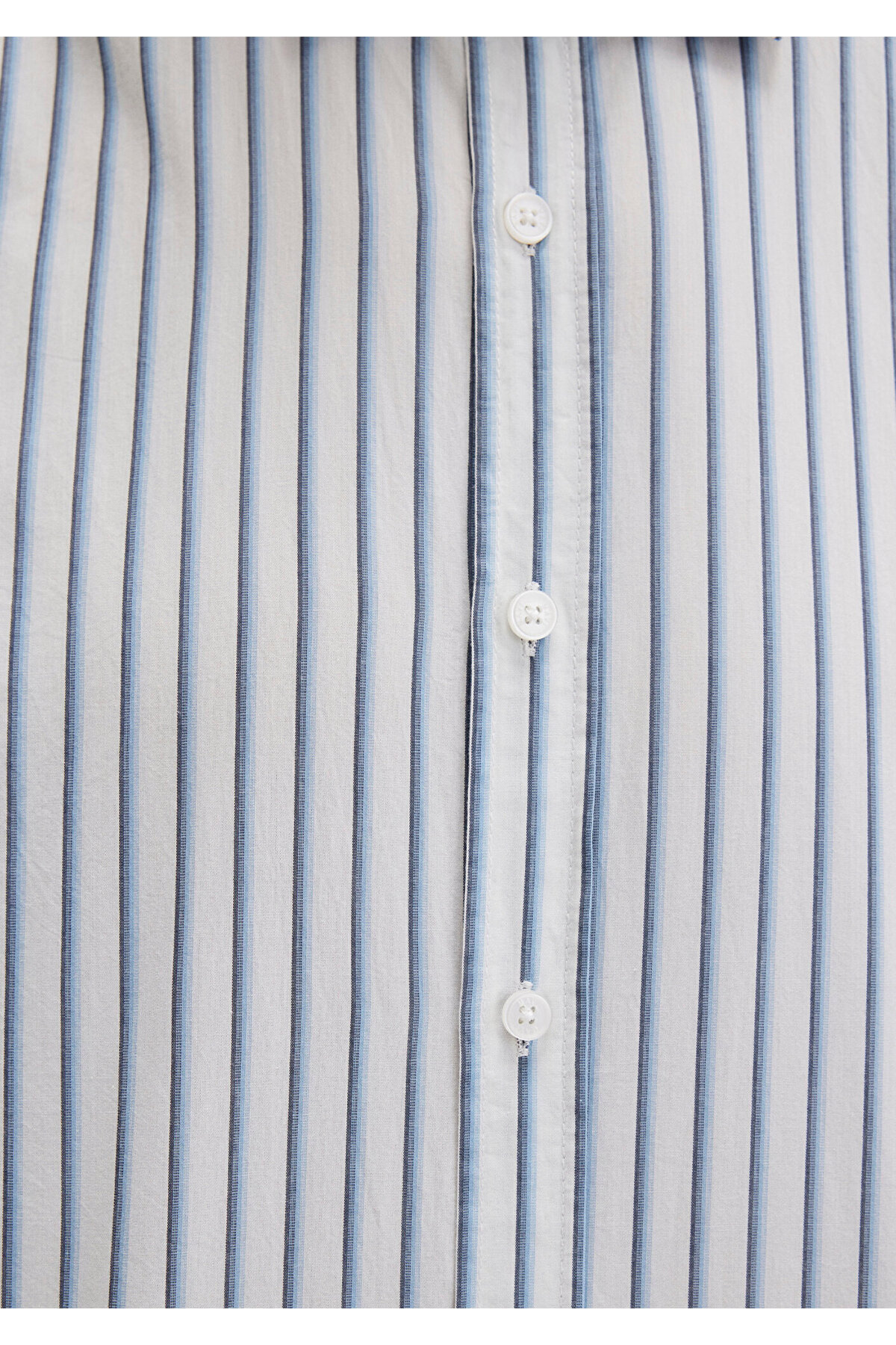 Mavi  Çizgili Beyaz Gömlek Regular Fit / Normal Kesim 0211705-90928 - Görsel 6