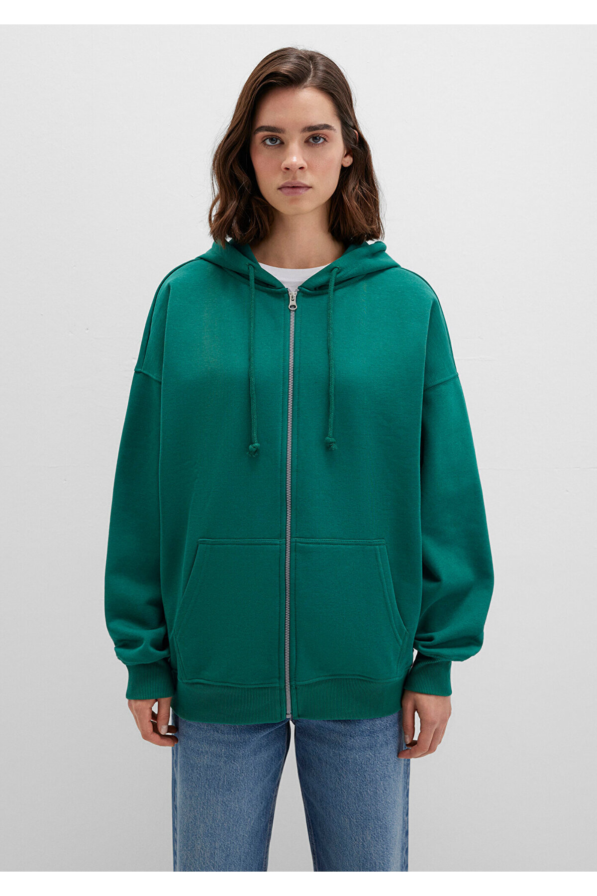 Mavi  Kapüşonlu Fermuarlı Yeşil Sweatshirt 1610221-71874 - Görsel 4