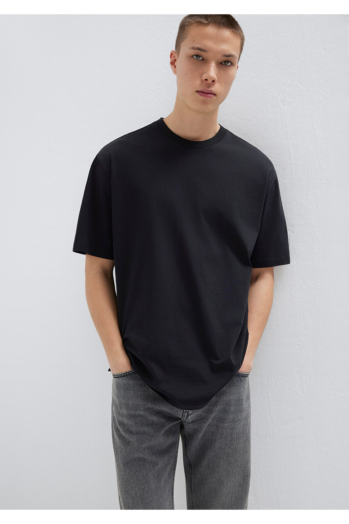 Mavi  3lü Erkek Basic Tişört Loose Fit / Bol Rahat Kesim 0612315-70057 - Görsel 3