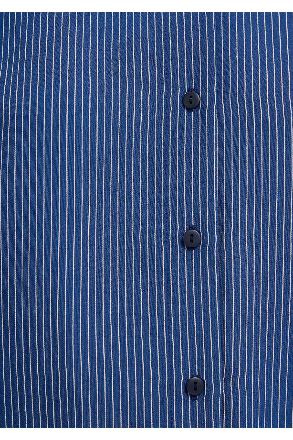 Mavi  Çizgili Lacivert Gömlek Loose Fit / Bol Rahat Kesim 1210683-80736 - Görsel 8