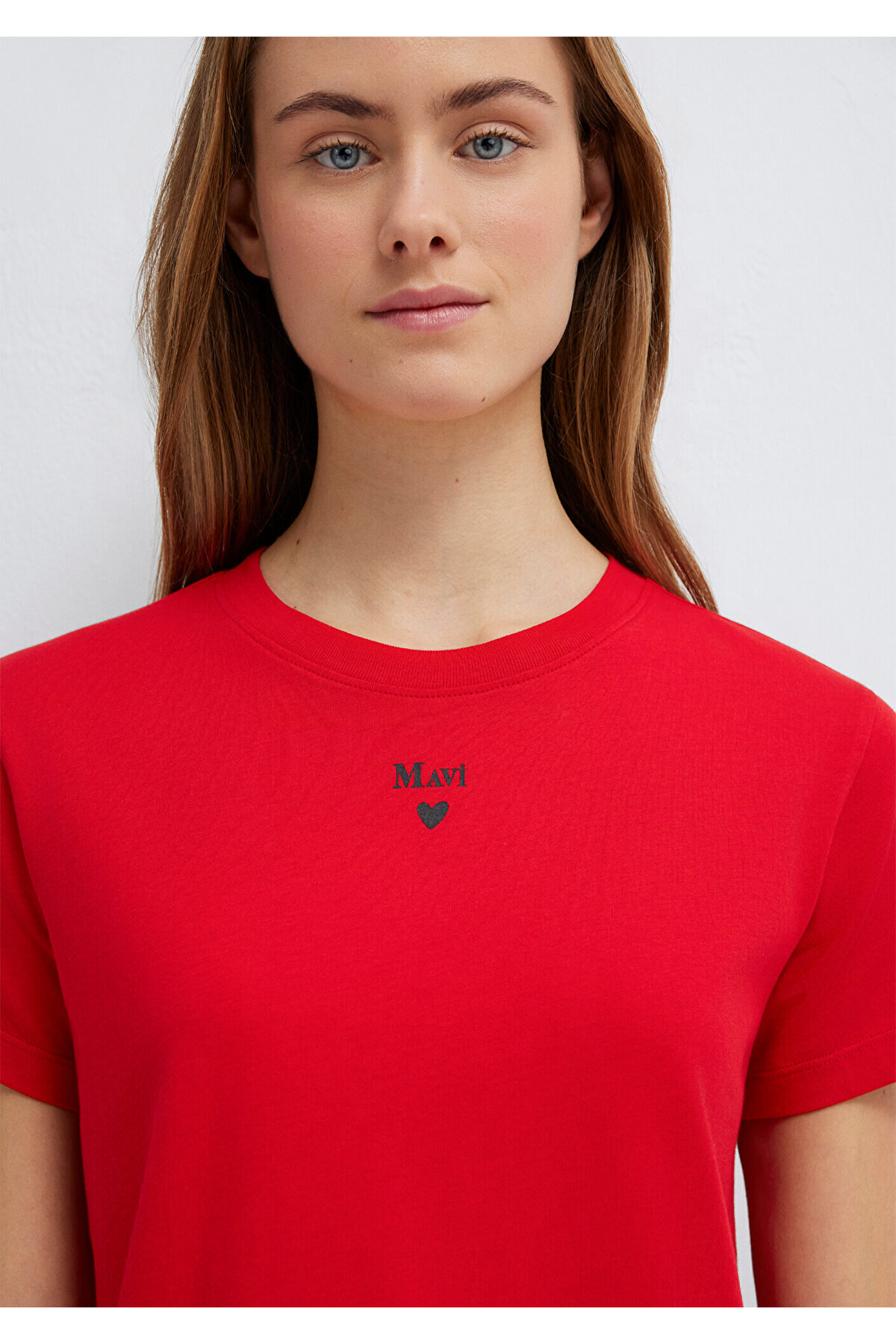 Mavi  Logo Baskılı Kırmızı Tişört Semi Slim Fit / Yarı Dar Kesim 1601185-82054 - Görsel 6