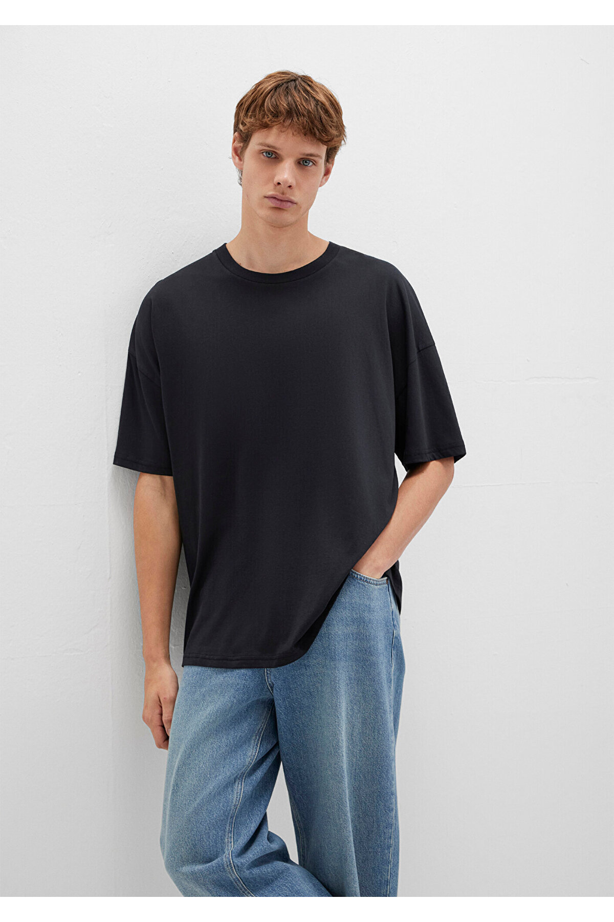 Mavi  Siyah Oversize Tişört Oversize / Geniş Kesim 066902-900