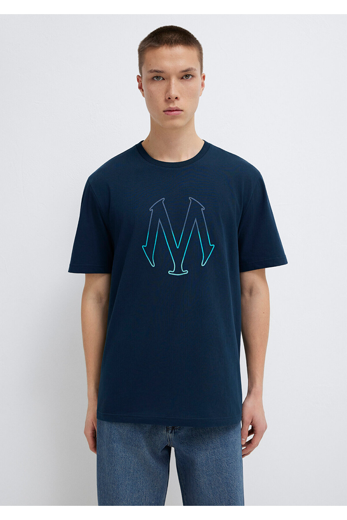 Mavi  Logo Baskılı Lacivert Tişört Regular Fit / Normal Kesim 0610635-70490 - Görsel 3