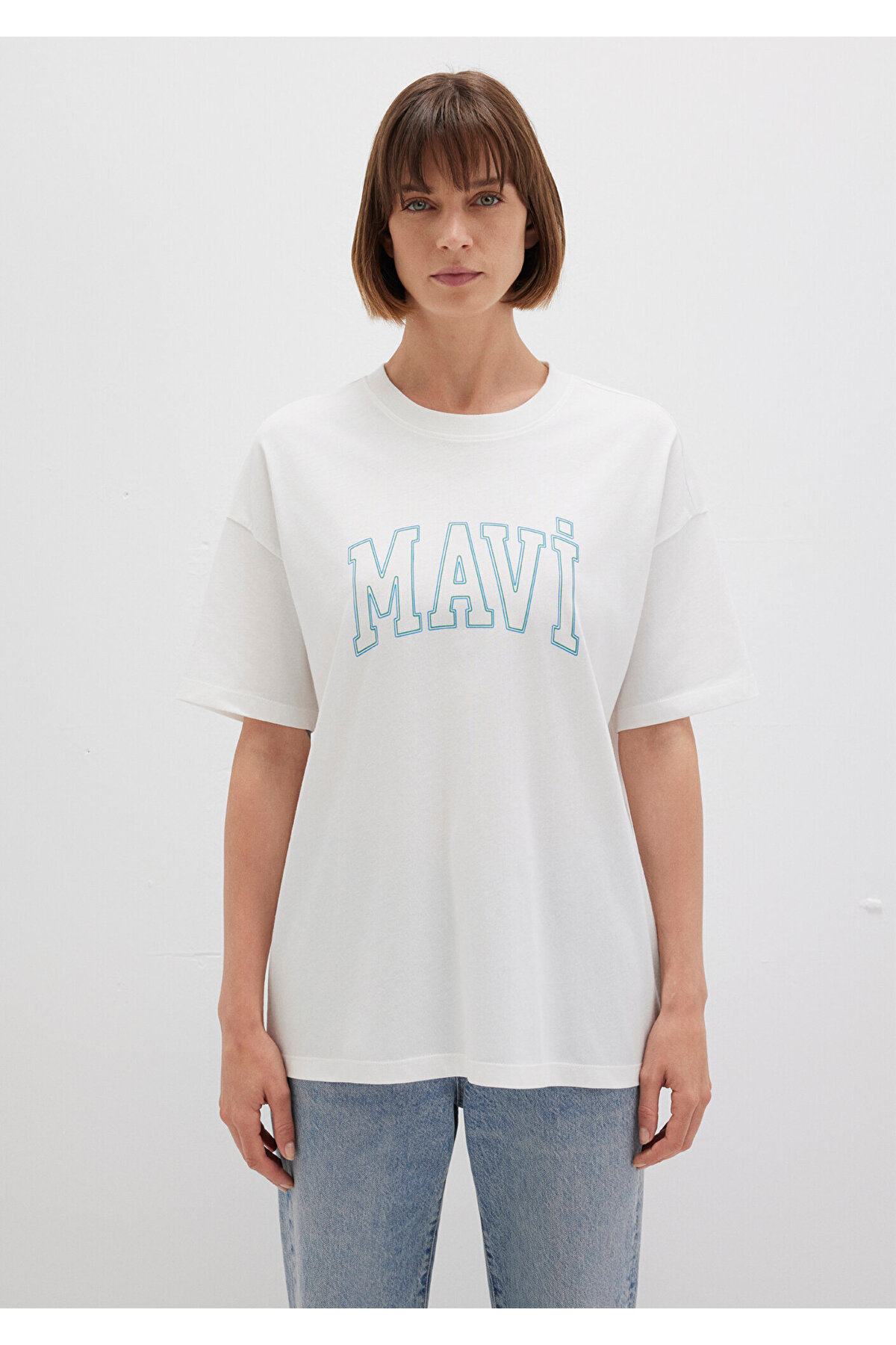 Mavi  Logo Baskılı Beyaz Tişört Regular Fit / Normal Kesim 1611193-81964 - Görsel 3