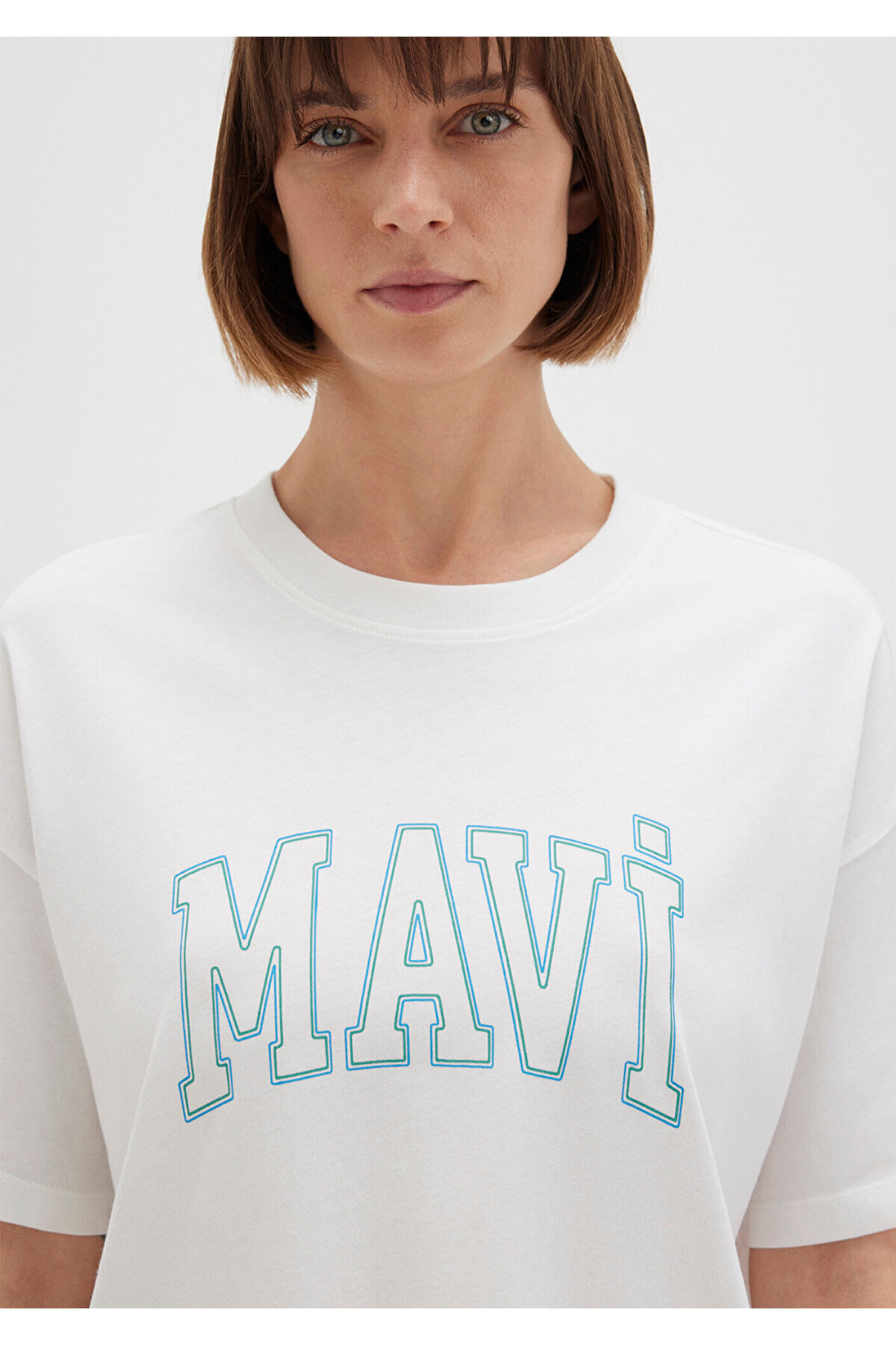 Mavi  Logo Baskılı Beyaz Tişört Regular Fit / Normal Kesim 1611193-81964 - Görsel 5