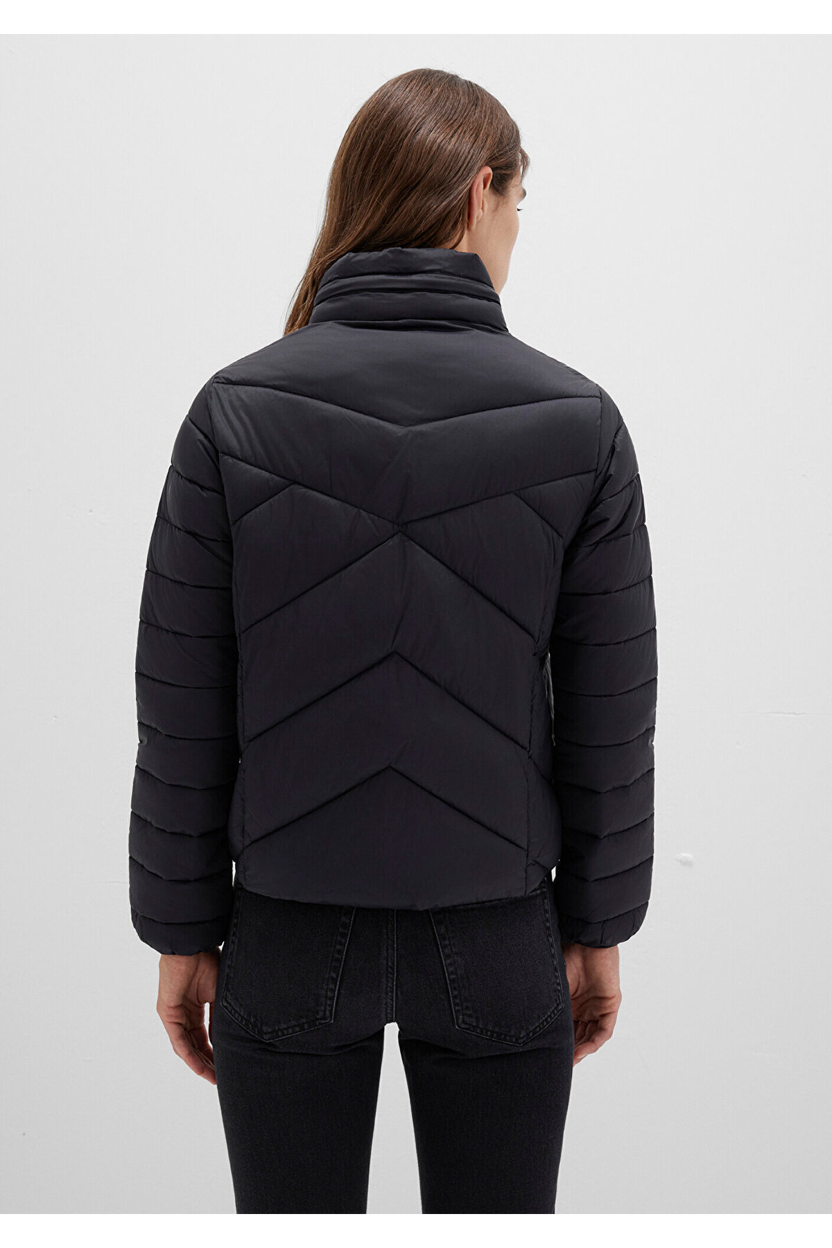 Mavi  Su İtici Dik Yaka Siyah Şişme Mont 110698-900 - Görsel 4