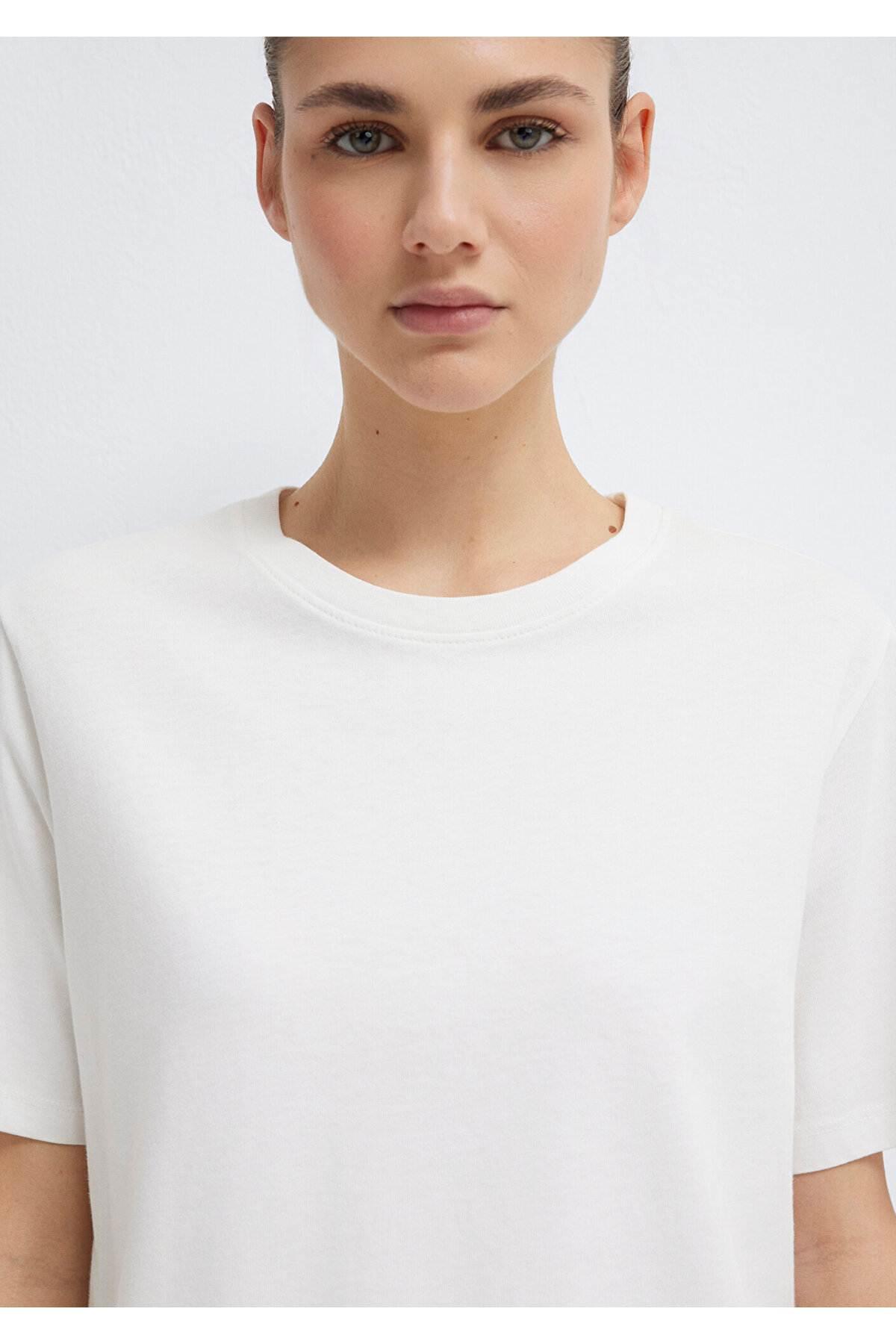 Mavi  Ekru Basic Tişört Regular Fit / Normal Kesim 1600965-33389 - Görsel 7