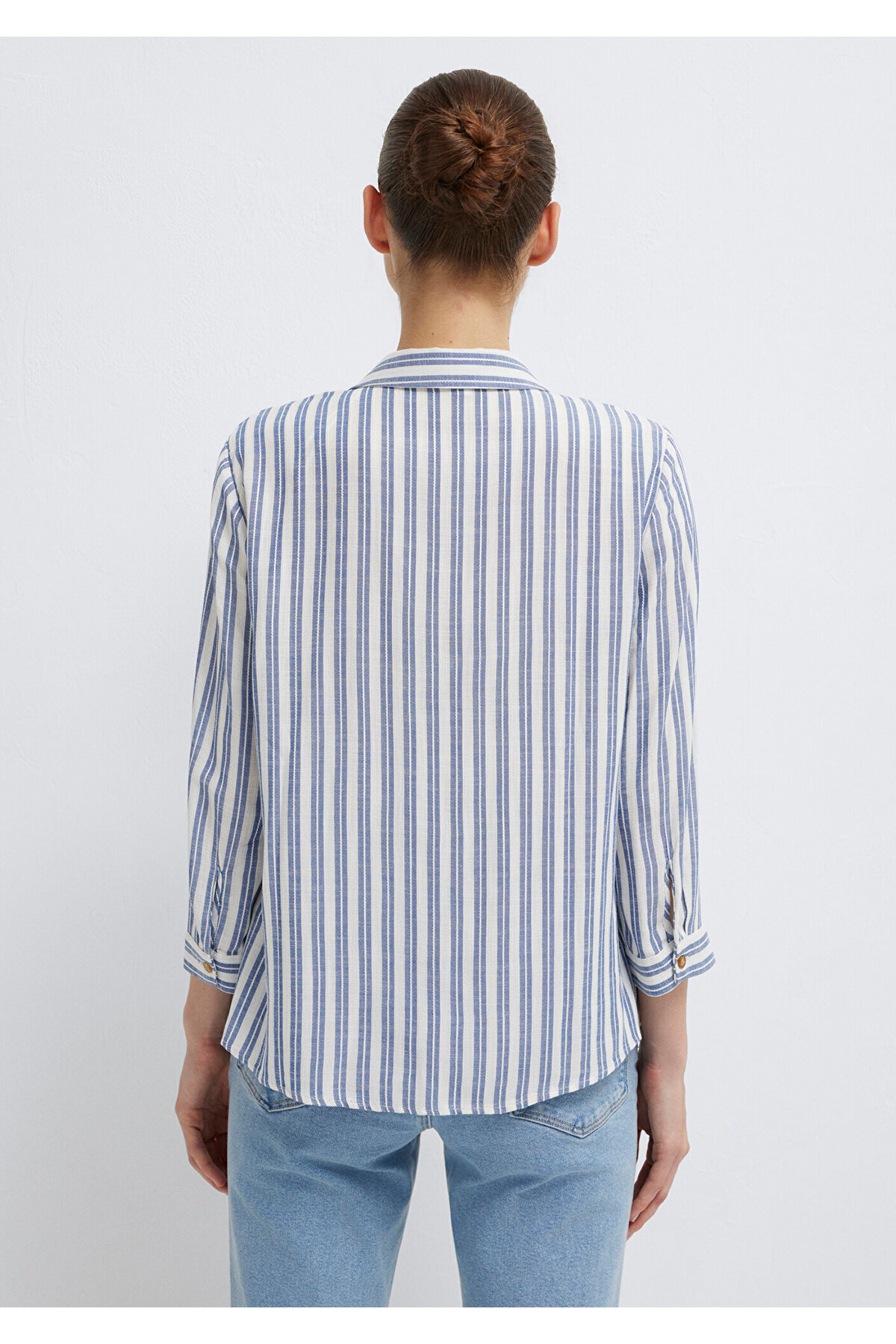Mavi  Çizgili Bluz 122400-83979 - Görsel 6