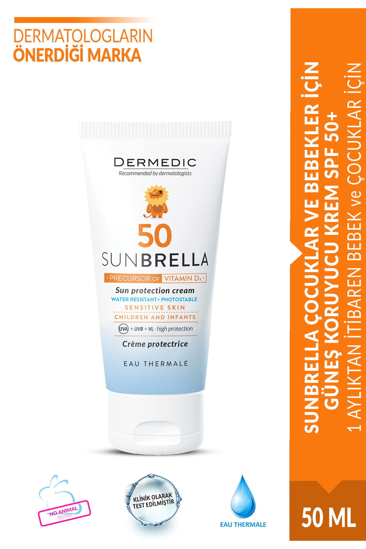 DERMEDIC SUNBRELLA ÇOCUKLAR VE BEBEKLER İÇİN GÜNEŞ KORUYUCU KREM SPF 50+ 50ML — 60