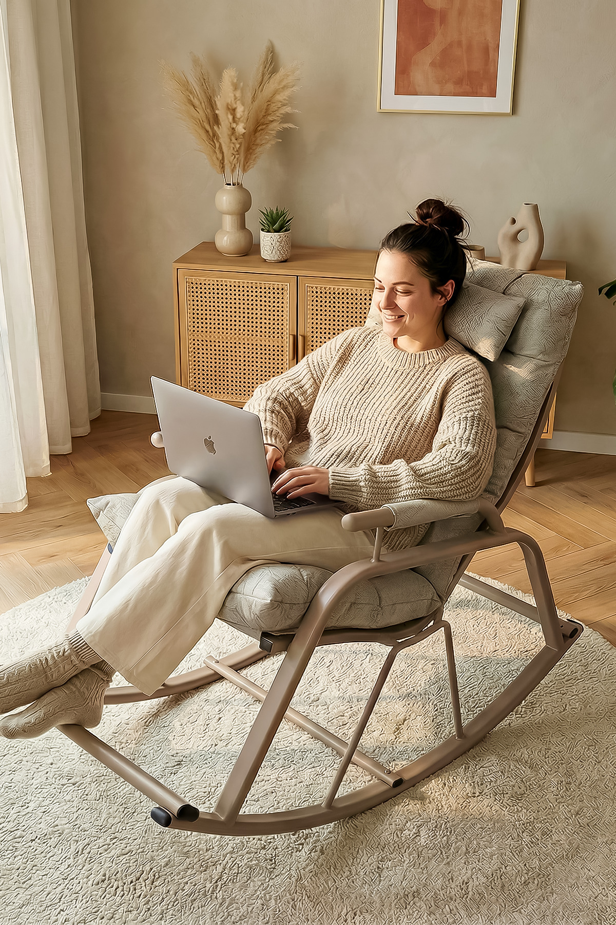 Valens Breastfeeding Mother Chair Metal Resting and TV Chair Rocking Chair