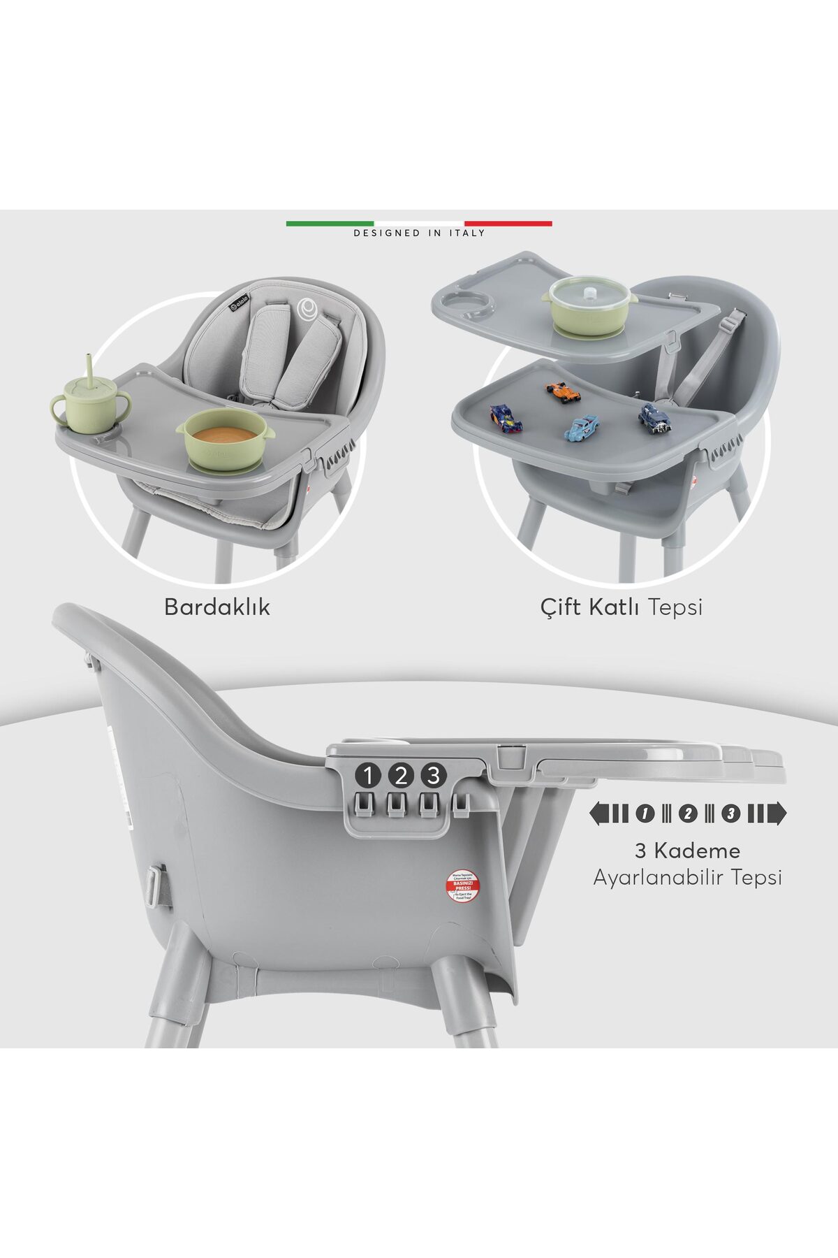 Elele Misto 2 4in1 Bebek Mama Sandalyesi ve Mama Oturağı İç Pedli Ekru fotoğrafı 6 (önizleme)