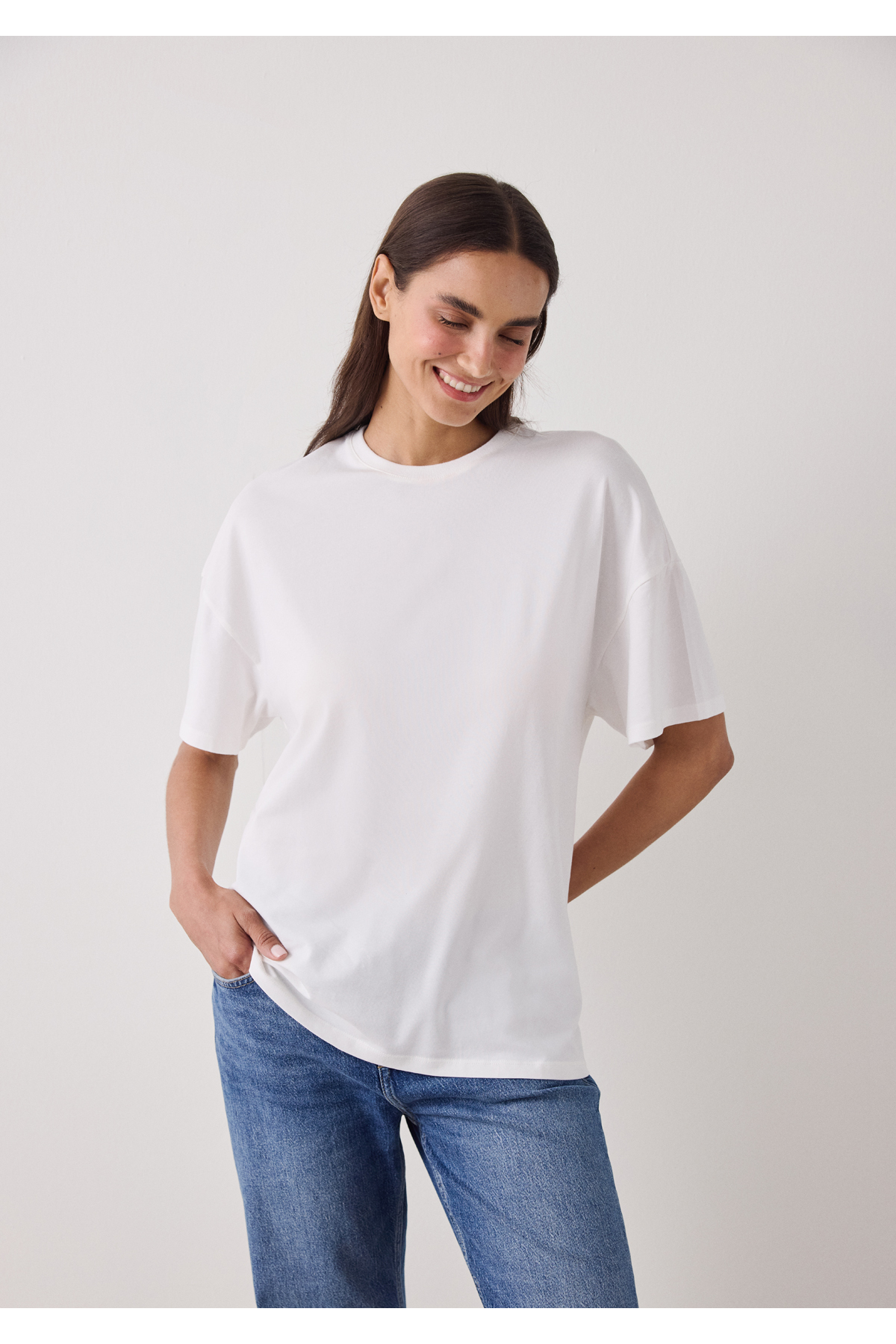 Penti  Kırık Beyaz Basic Oversize Tişört - Görsel 4