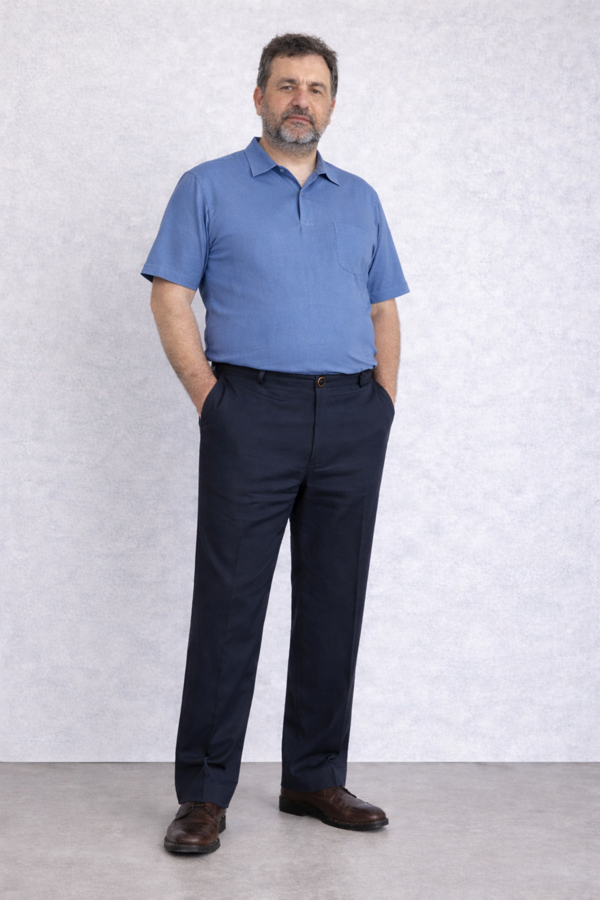 PANTMEN BÜYÜK BEDEN (56-58-60-62) LACİVERT RAHAT KALIP, PAMUK SATEN, KETEN PANTOLON