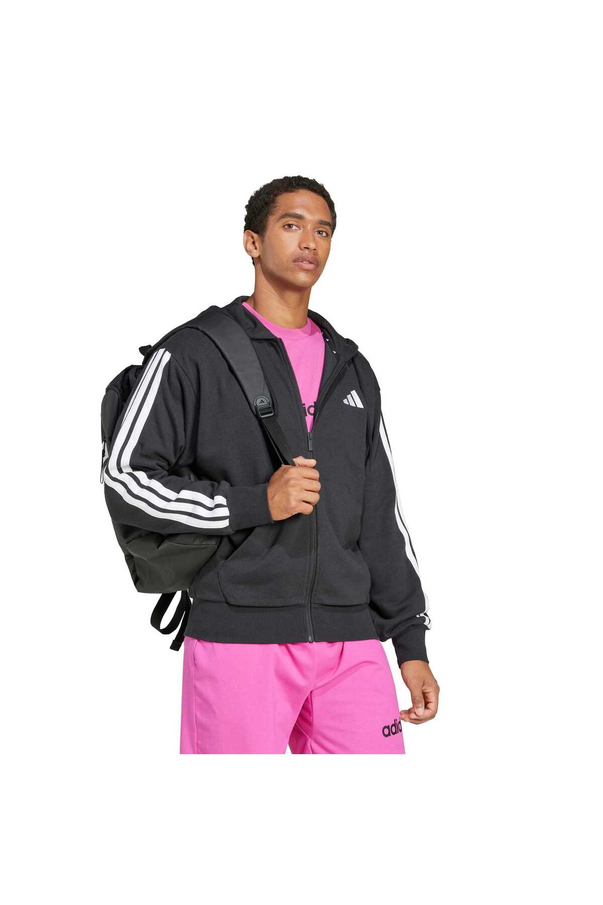 adidas M 3S Ft Fz Hd Erkek Spor Sweatshirt JD1877 görsel 3