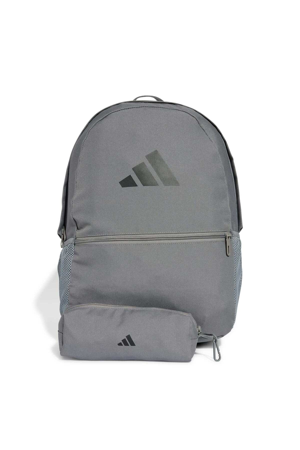 adidas Klassischer Unisex-Rucksack im lässigen Stil mit grauem Federmäppchen ...