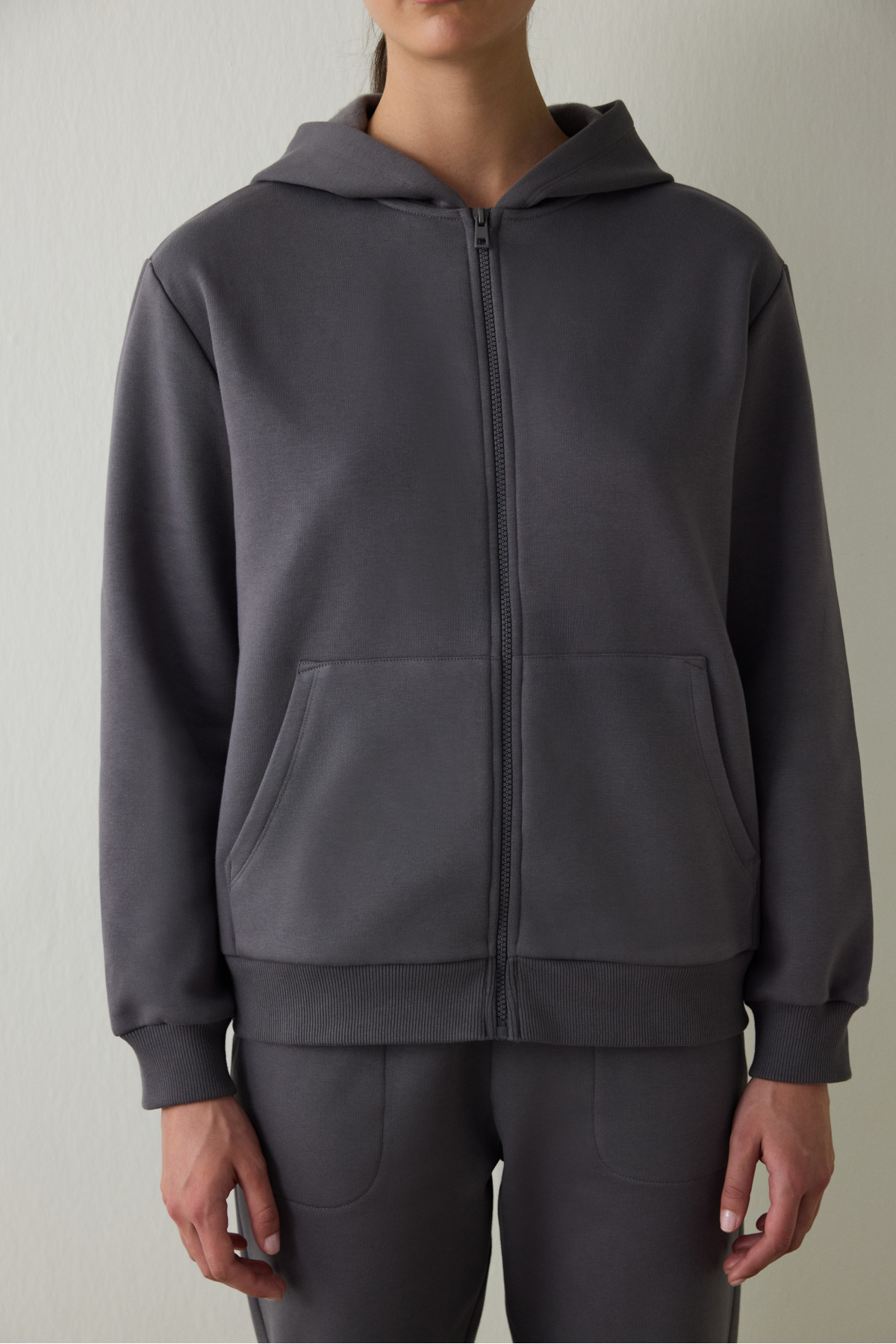 Penti  Gri Fermuarlı Kapüşonlu Spor Sweatshirt - Görsel 5