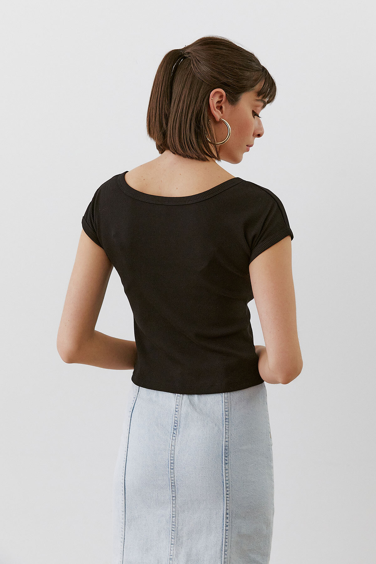 urban focus  Düşük Kol Kaşkorse T-Shirt - Görsel 6