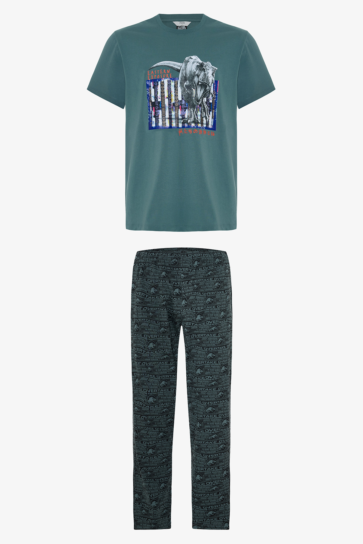 Penti  Erkek Jurassic Slogan Baskılı Kısa Kollu Pijama Takımı - Görsel 6