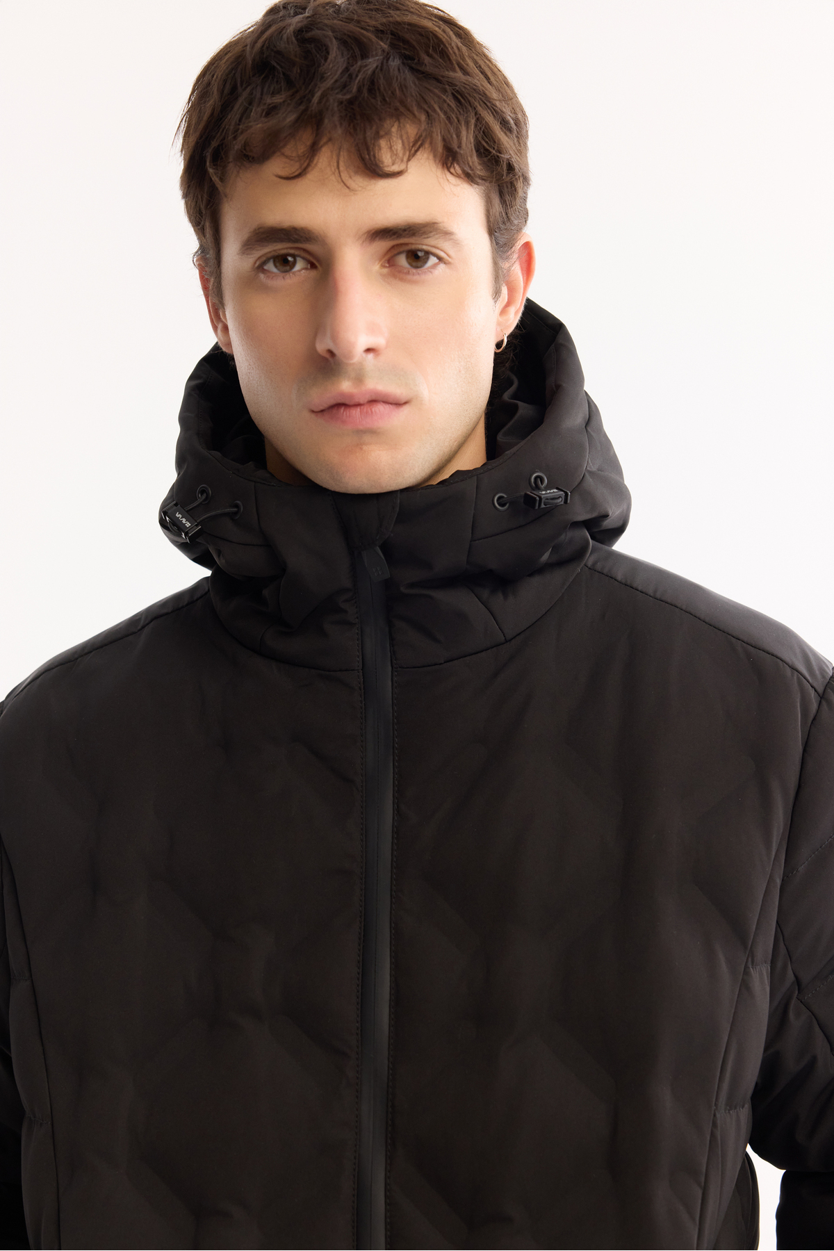 Avva  Erkek Siyah Kapüşonlu Su İtici Rüzgar Geçirmez -5°C Dayanıklı Şişme Regular Fit Mont A52Y6075 - Görsel 3