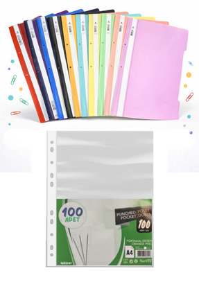 FİYPER 10 Renk Telli Dosya Ve 100lü Poşet Dosya