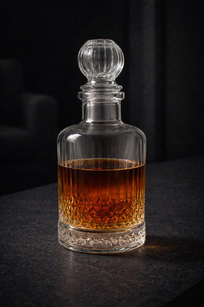 Genel Markalar EL YAPIMI KESME CAM KAPAKLI SÜRAHİ KARAF VİSKİ ŞİŞESİ