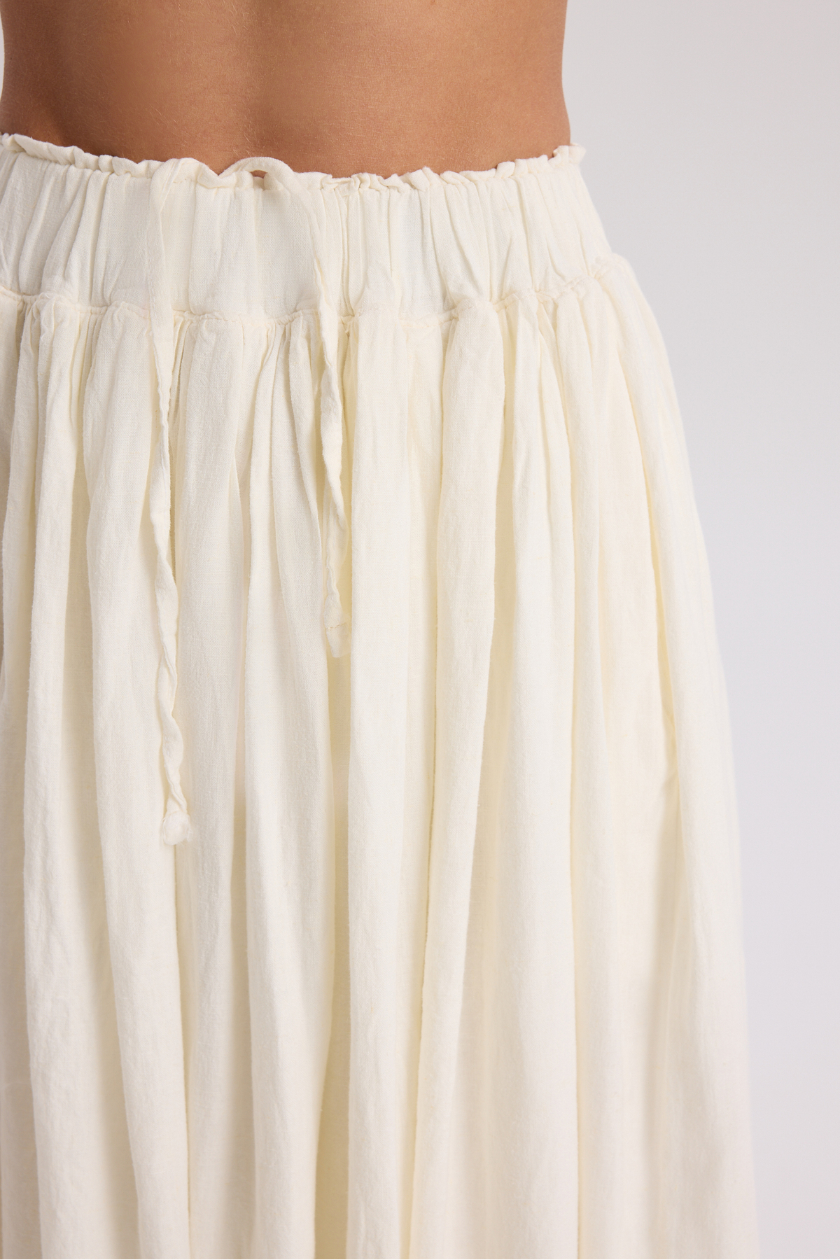 BOHEMAİ  Gabbiano Bağcıklı Pileli Ekru Keten Etek - Görsel 7