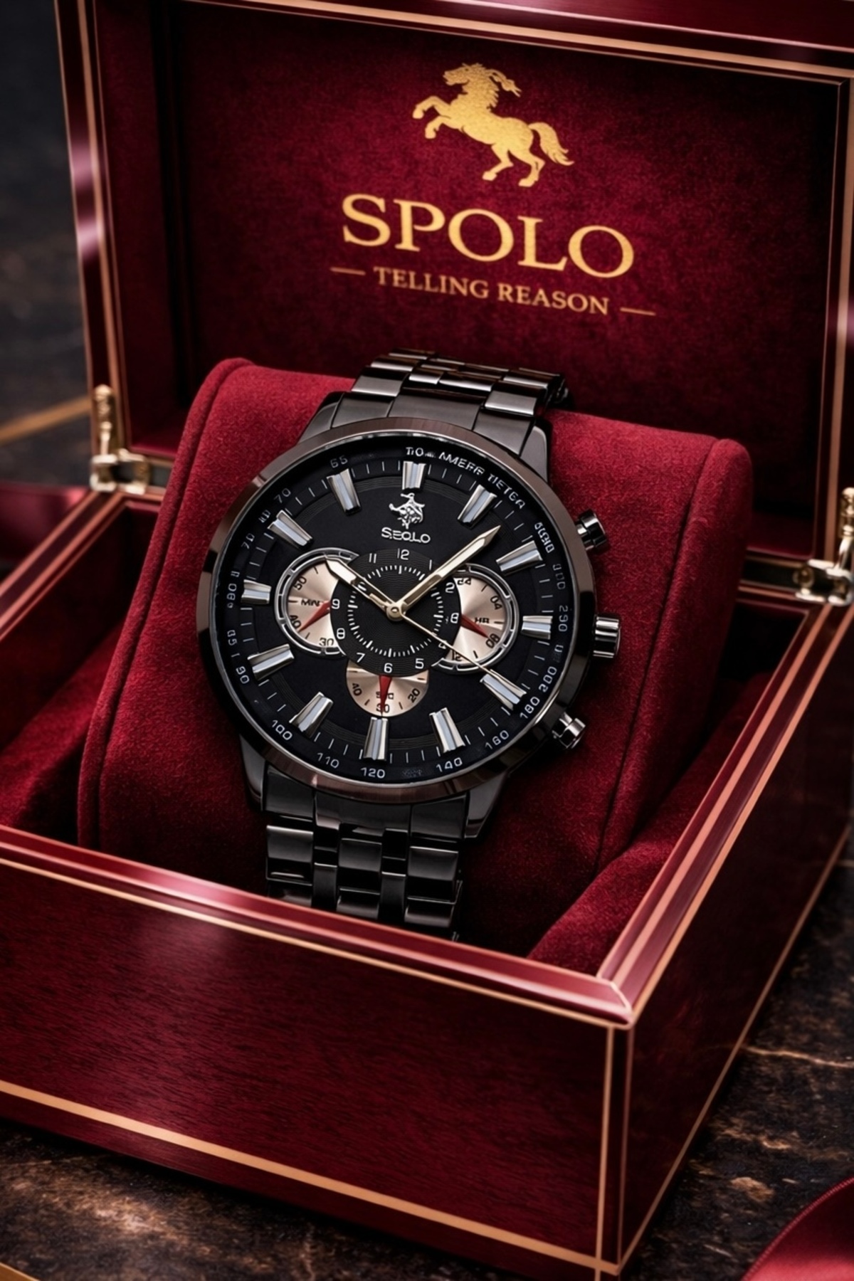 S.POLO  Marka Su Geçirmez Erkek Kol Saati+bileklik