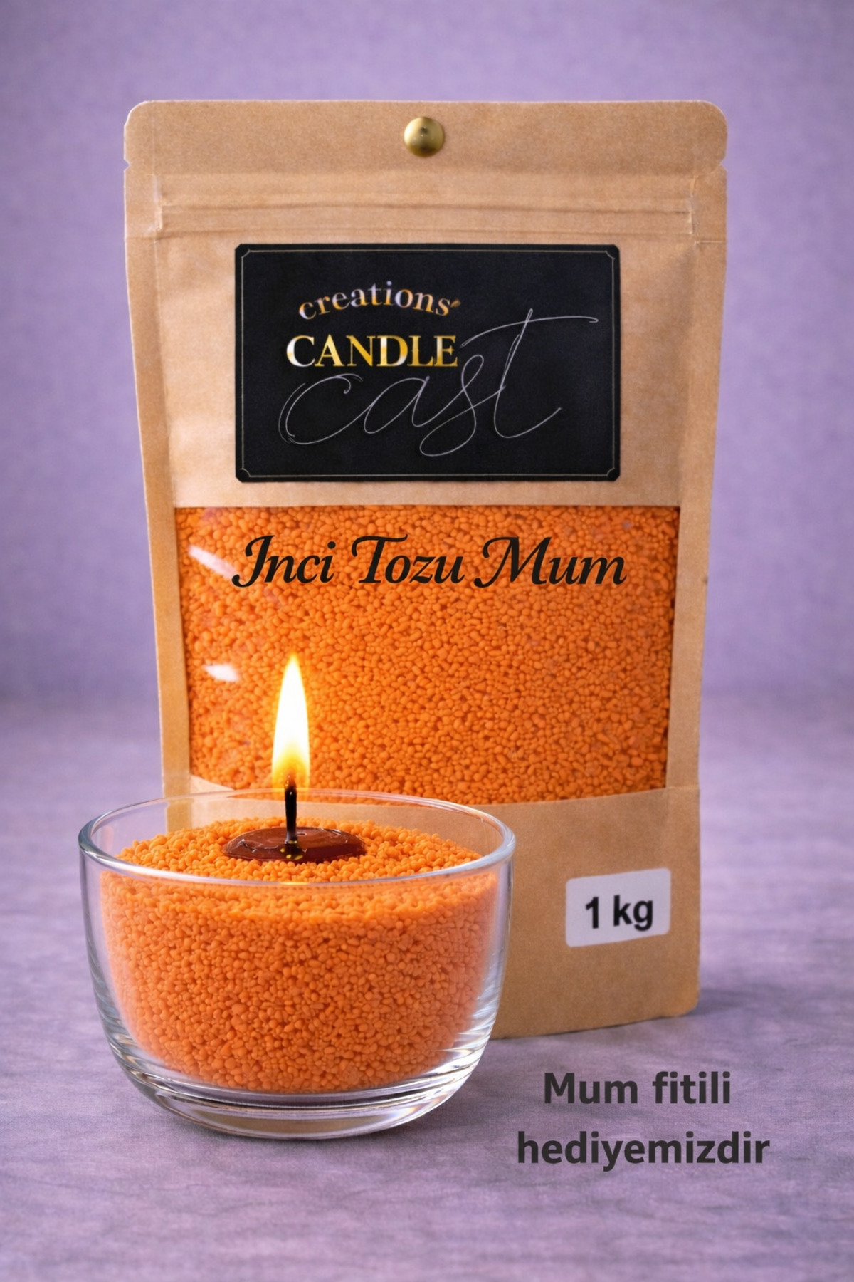 Citrus Scented Orange Pearl Powder Candle 1 KG - Powder Candle - Sand Candle