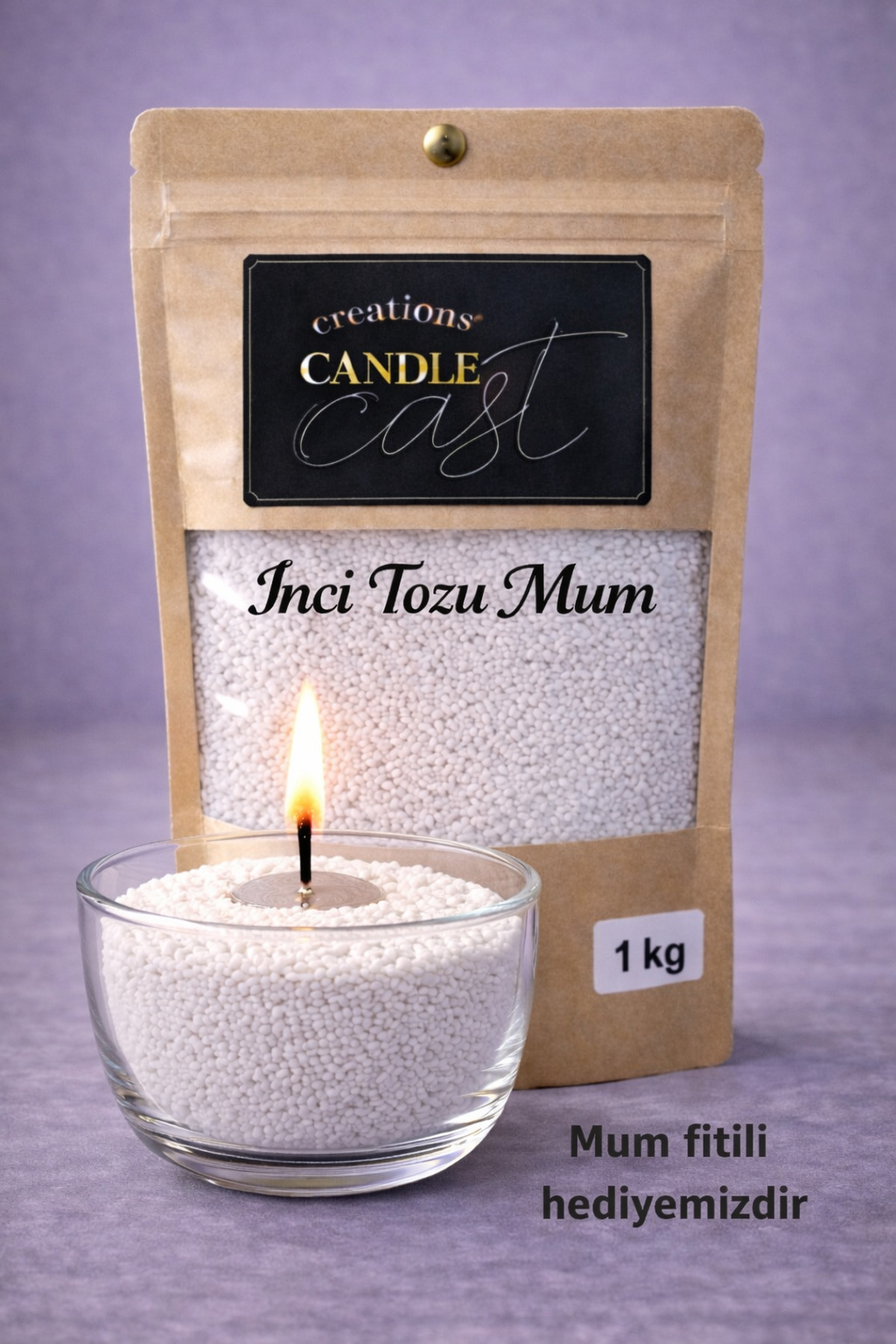 Vanilla Scented White Pearl Powder Candle 1 KG - Sand Candle - Powder Candle