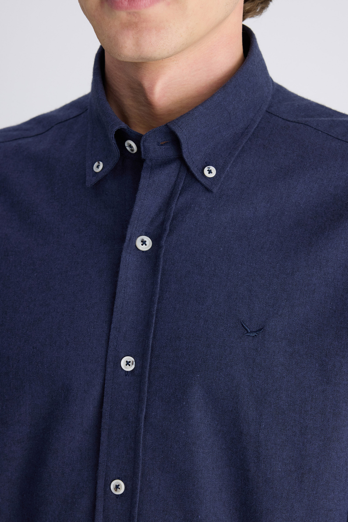 پیراهن نخی DS Damat Comfort Navy Blue Bone Heringbone — سرمه‌ای 1HC02HD13265M — تصویر 2 از 6