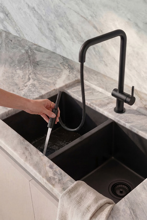 DEANTE Momi BKM_N73N Mat Siyah Mutfak Eviye Mutfak Bataryası, Çekme Spiral,Su...