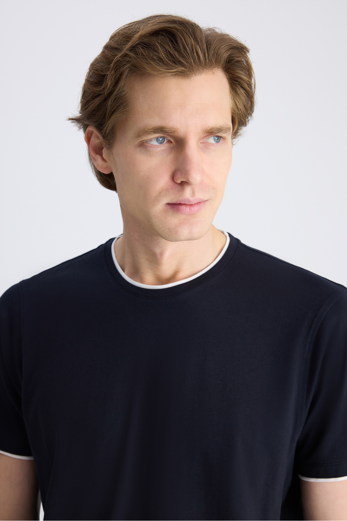 D'S Damat  Ds Damat Regular Fit Lacivert Düz %100 Pamuklu T-Shirt - Görsel 2