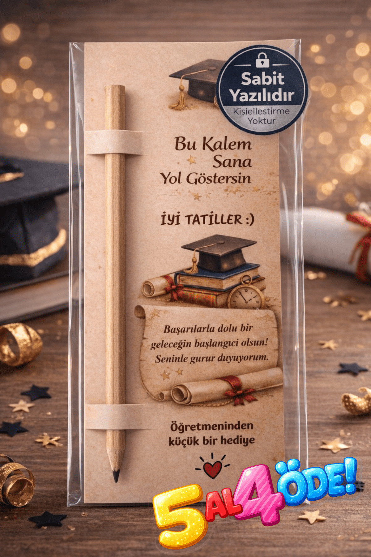 Emtory Gift Mezuniyet Kepli Kalem Kartı 5 Adet | “Bu Kalem Sana