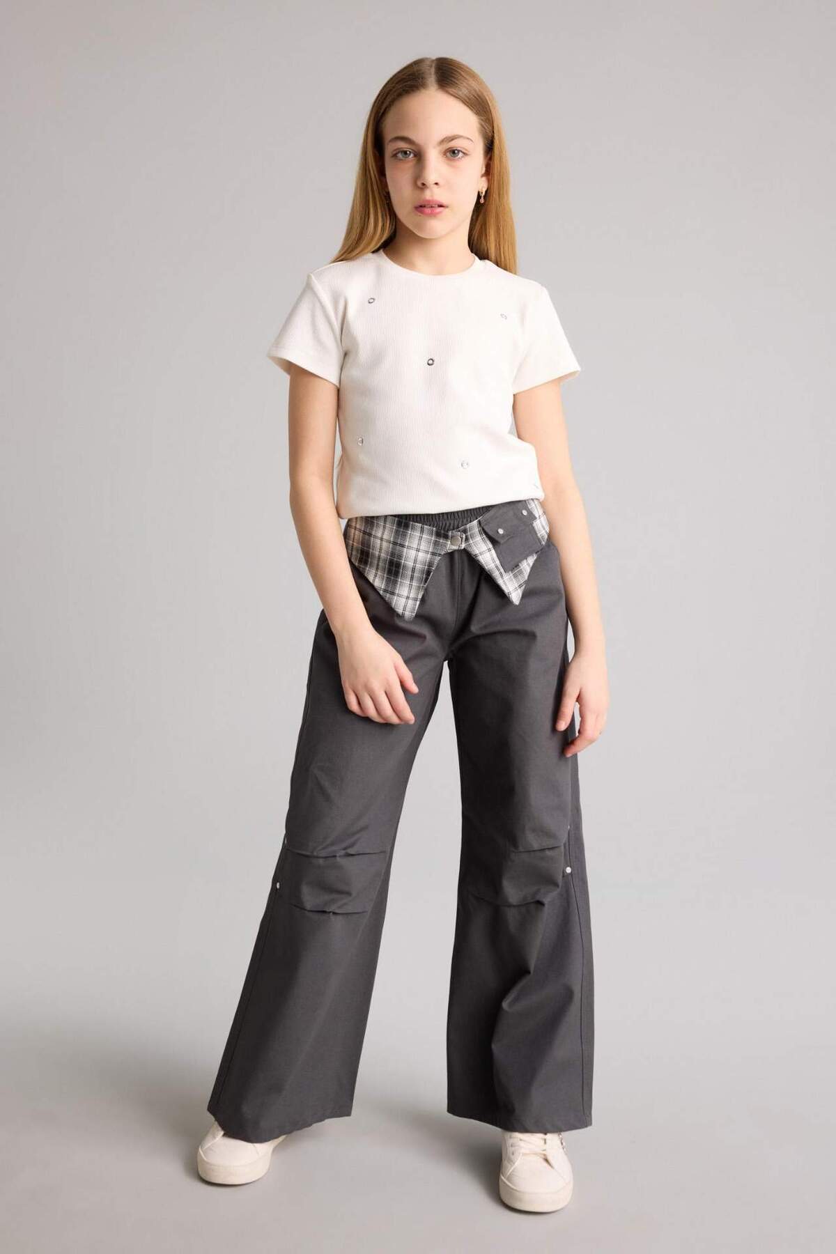 Defacto %100 Pamuk Baggy Fit Poplin Pantolon Kız Çocuk H1951A826SM