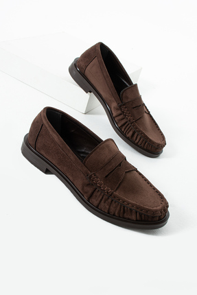 diclepolat Lucy Kadın Loafer Saraç Detaylı Rahat Günlük Ayakkabı Kahve Süet