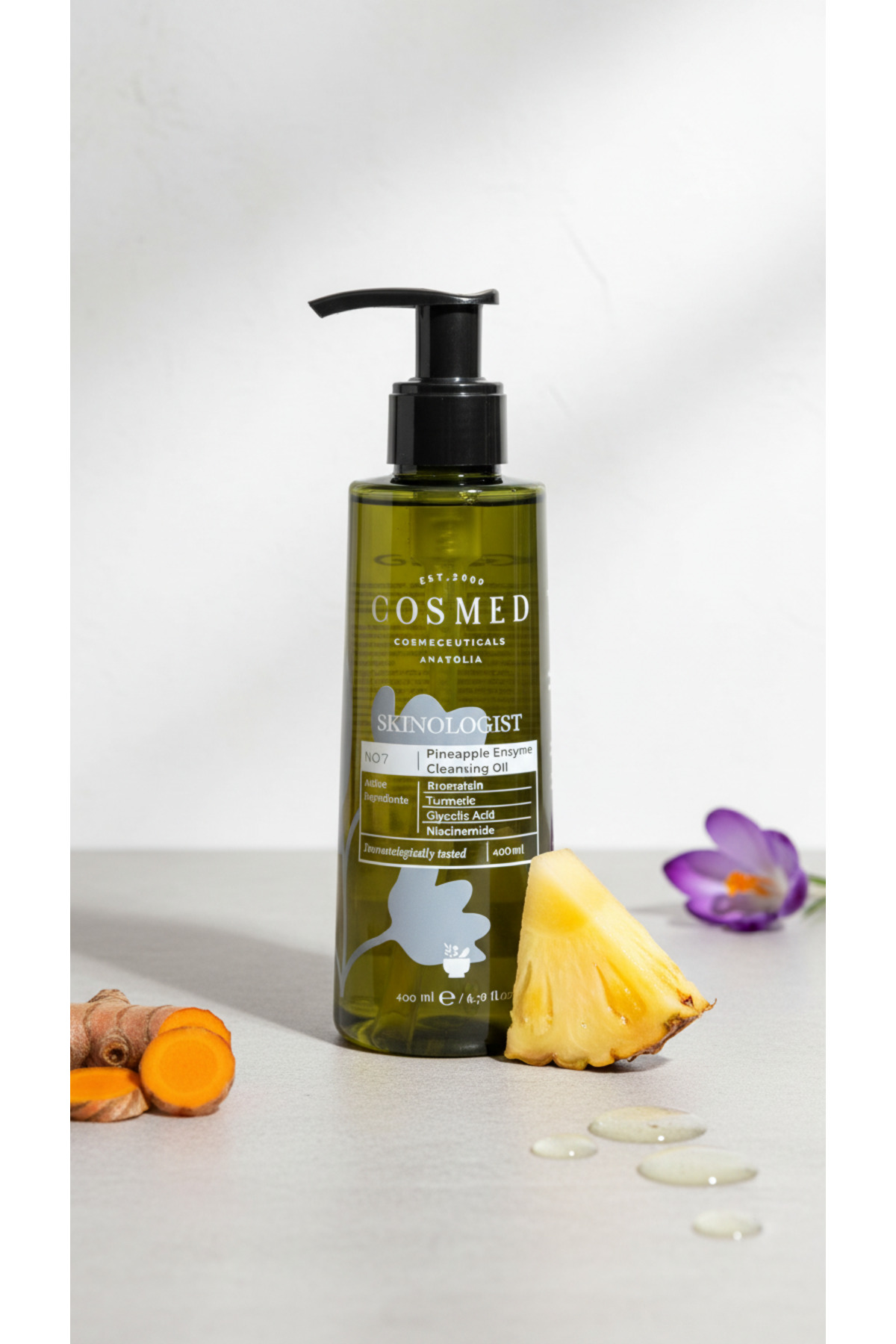 Bromelain& Glikolik Asit İçeren Temizleme Yağı/Skinologist PINEAPPLE ENZYME CLEANSING OIL 400ML — 20511 — تصویر 4 از 5