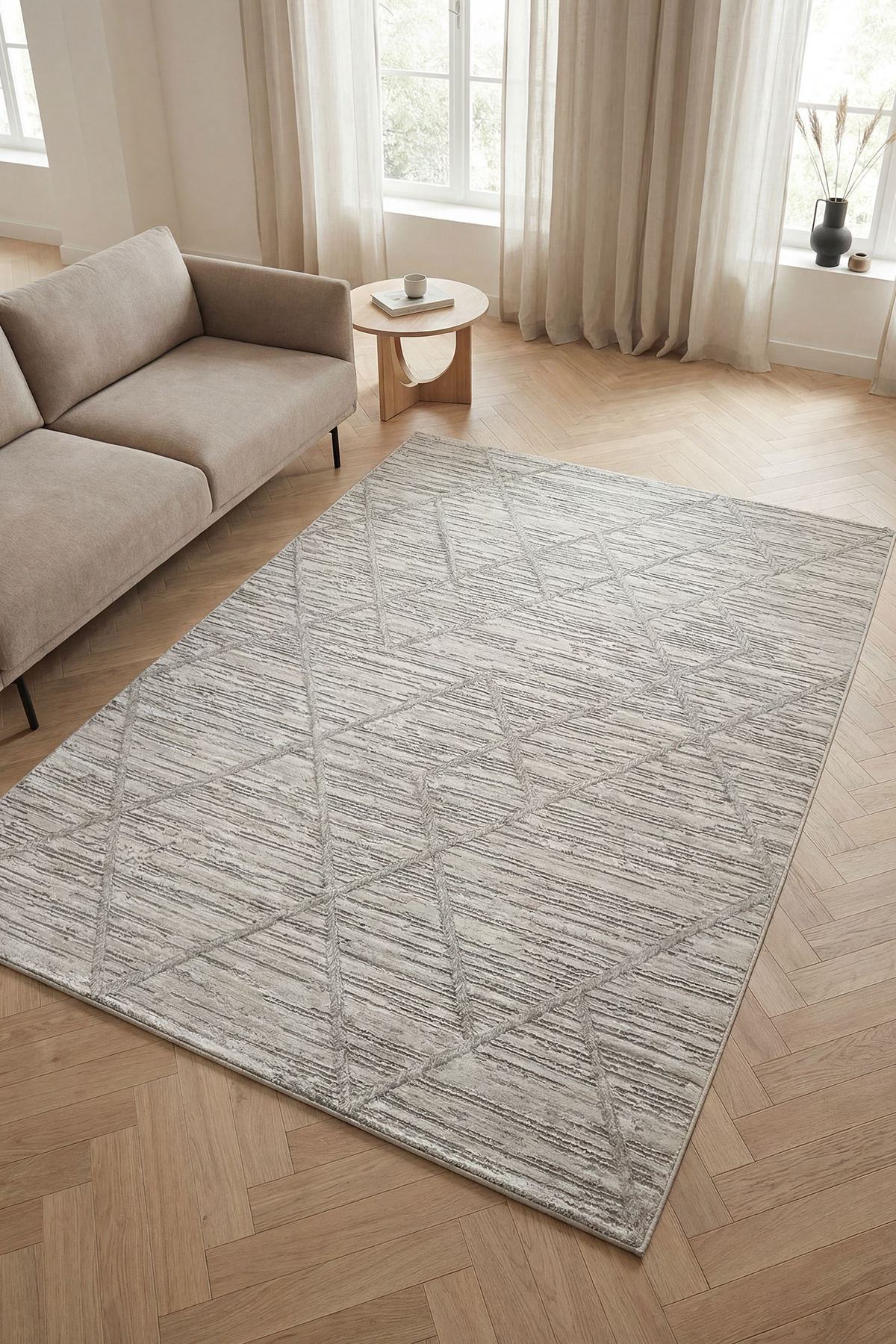 Comfort 4587 Grey Soft Textured Living Room Kitchen Corridor Living Room Woven Machine Rug