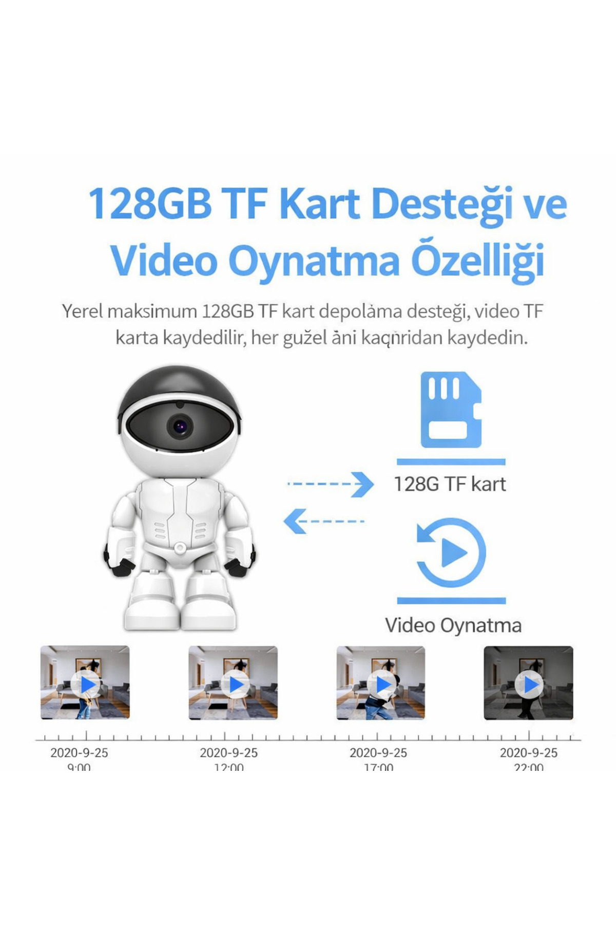 Genel Markalar 1080p Robot Görünümlü Wifi Ip Gözetleme Kamerası Bebek Kamerası 360 Gece Görüş 2 Yönlü Ses fotoğrafı 7 (önizleme)