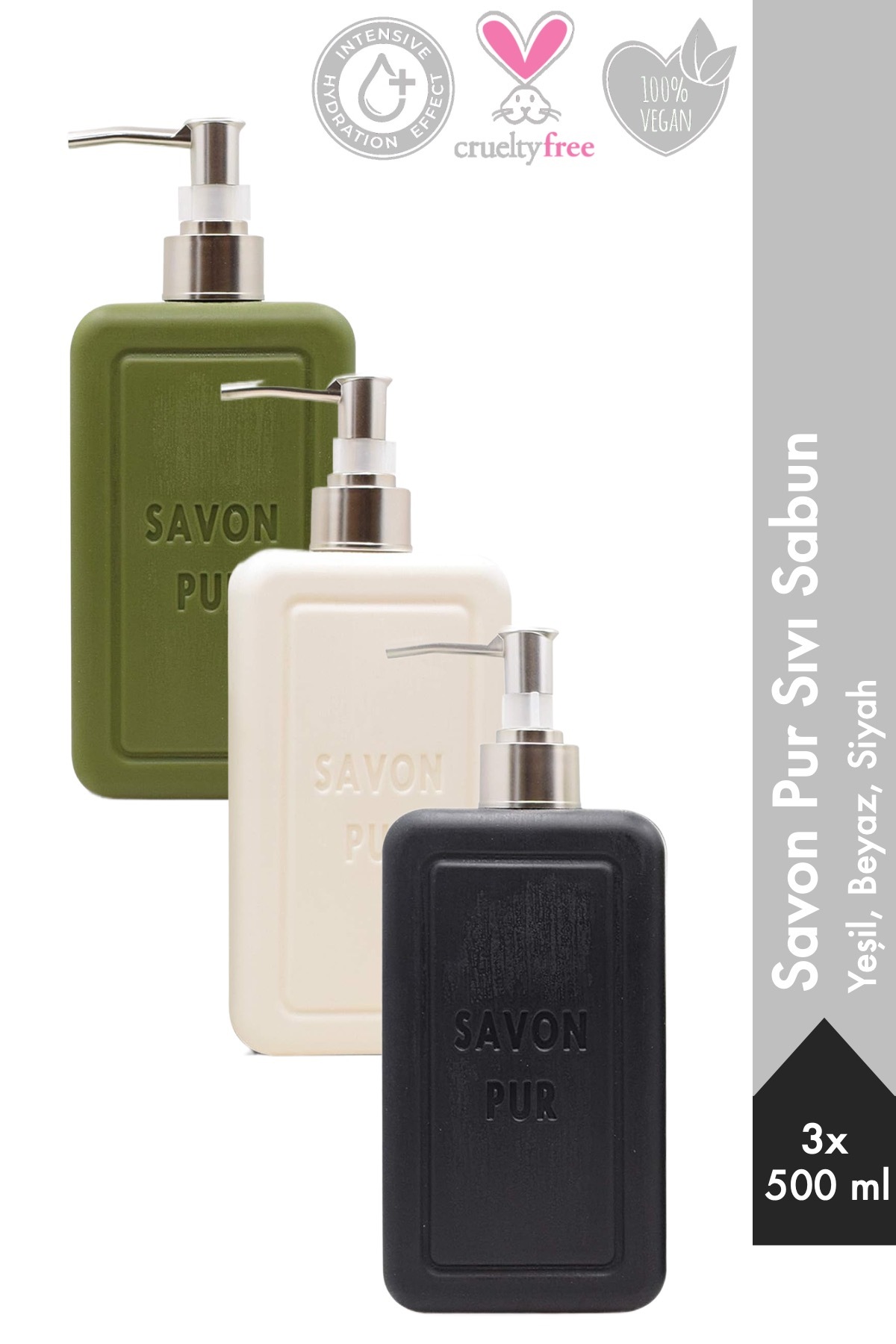 Savon de Royal Savon Pur Luxury Sıvı Sabun Karma Paket 500 ml 3 Adet |Yeşil, Siyah, Beyaz| Vegan, Nemlendirici - Fiyatı, Yorumları