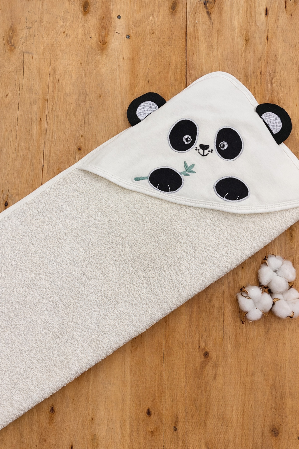 Tomuycuk %100 Pamuklu & Başlıklı Bebek Banyo Havlusu - Panda Nakışlı & Havlu- Yumuşak & Su Emici Hediyelik fotoğrafı 3 (önizleme)