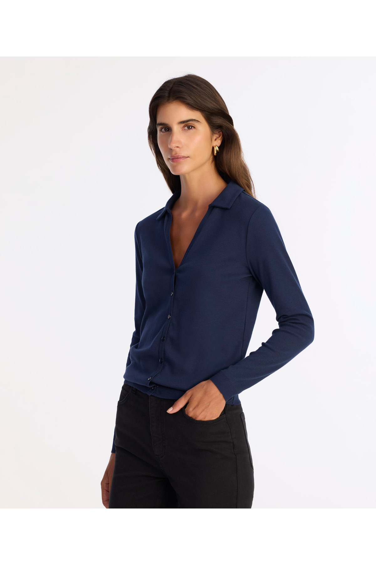 Yargıcı  Yaka Detaylı Uzun Kollu Hırka - Görsel 2