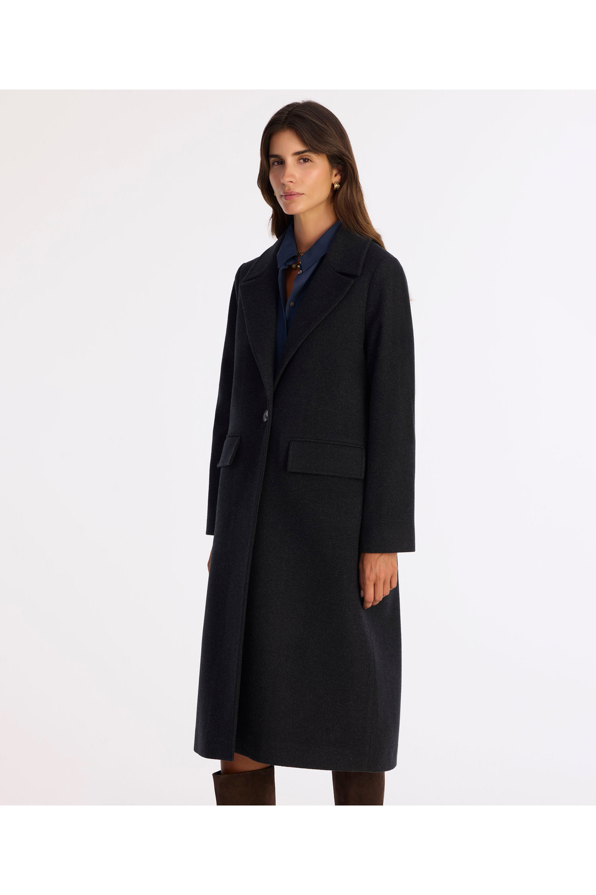 Yargıcı  Regular Ceket Yaka Uzun Kol Palto - Görsel 4