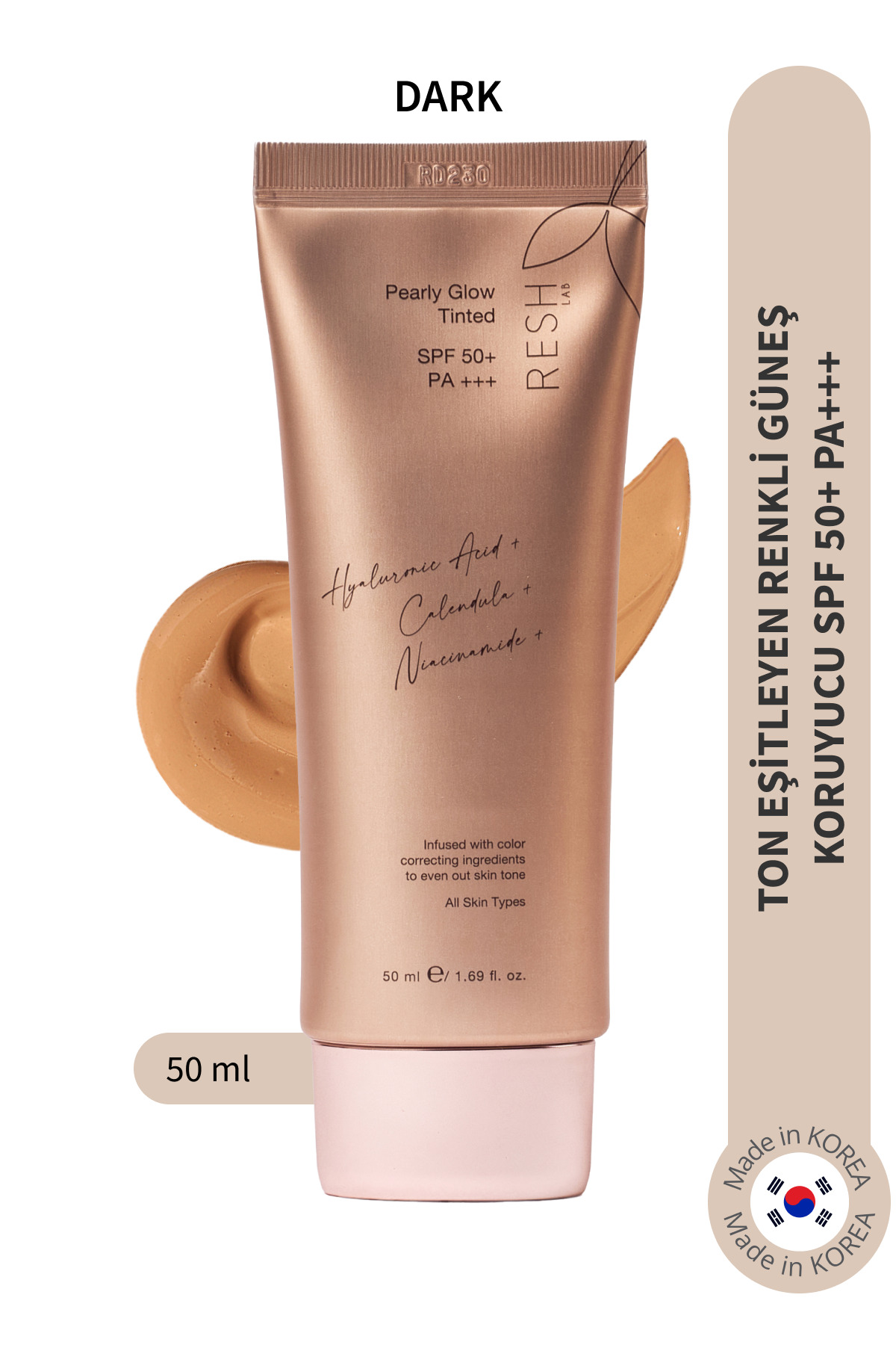 RESH LAB Pearly Glow Tinted Dark SPF50+ PA+++ Renkli SPF50+ Ton Eşitleyici Güneş Kremi - Fiyatı, Yorumları